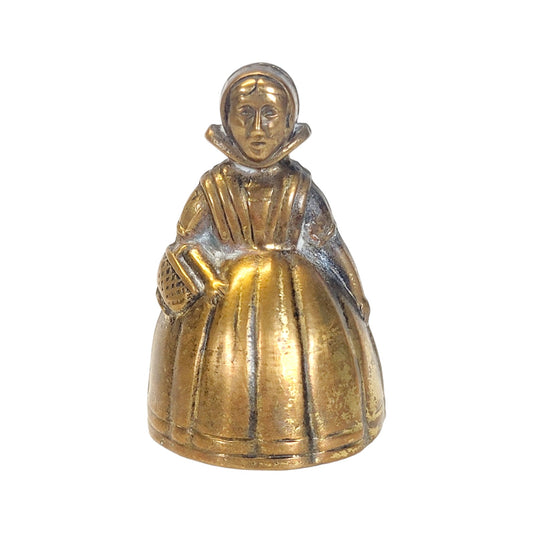 Vintage Peerage Solid Brass Figural Dinner Hand Bell Royal Lady 2" H