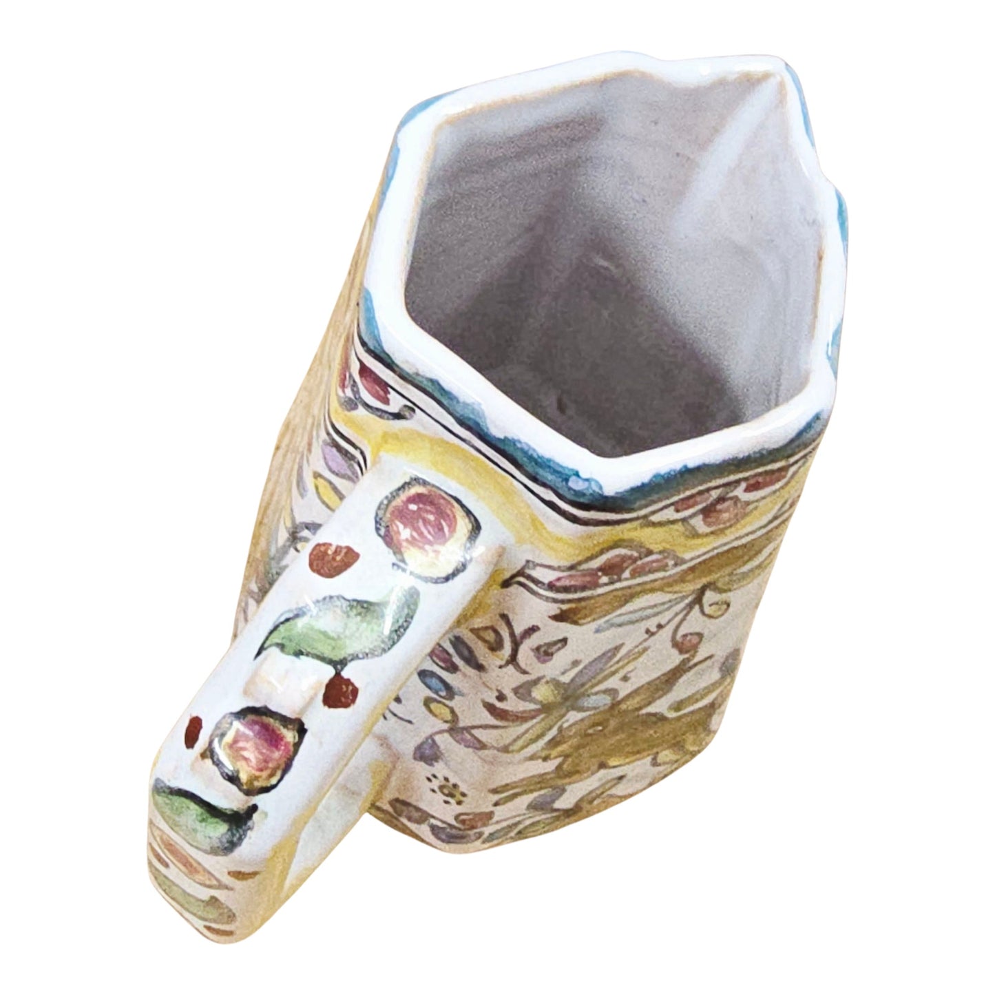 Gerardos Portugal Hand Painted Majolica Creamer Pitcher Deer Rabbit Floral 4.25"