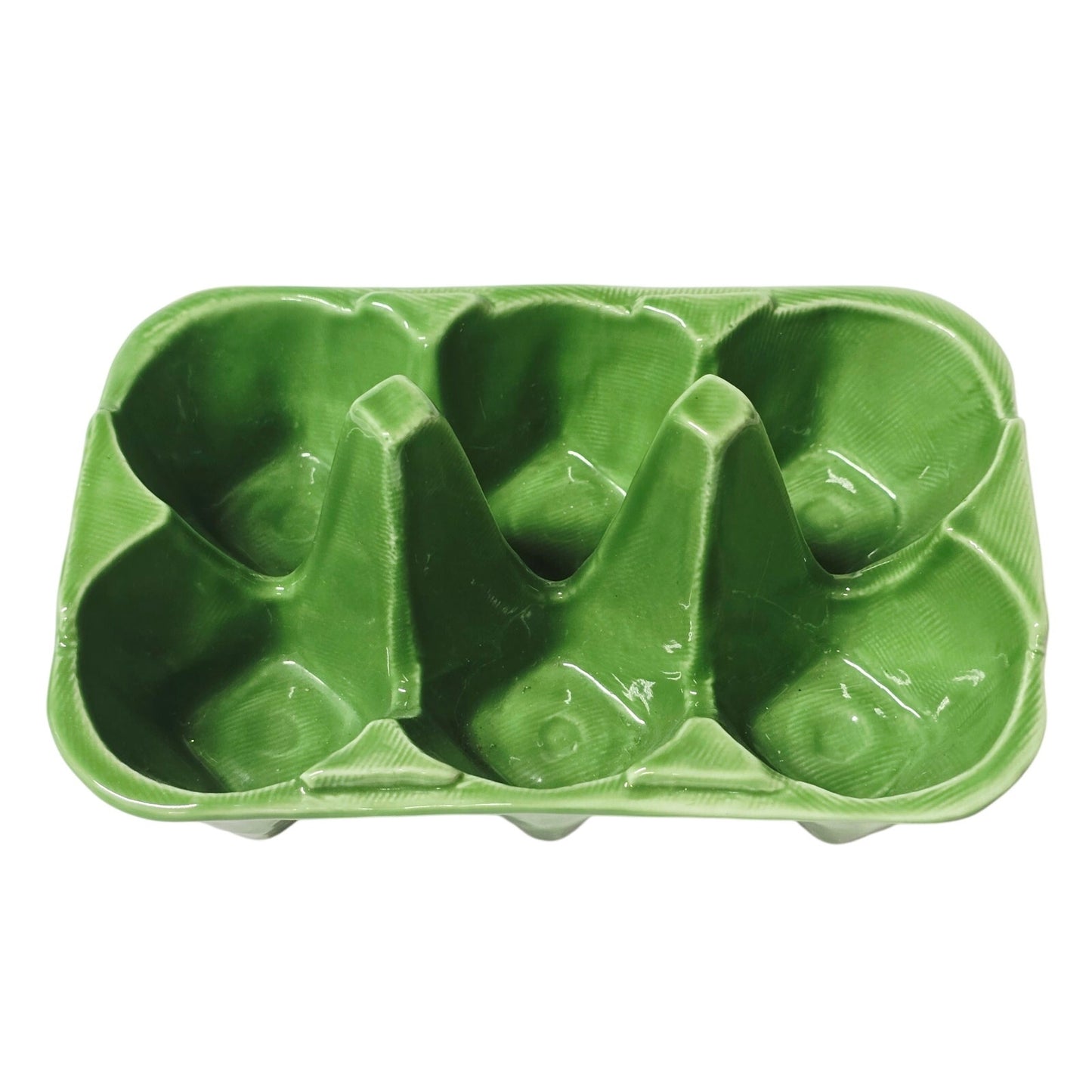 Anthropologie Biscuit Ceramic 6-Cup Egg Crate Green Farmhouse Egg Holder