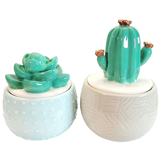 Set of 2 Cactus Trinket Boxes / Storage Box, IQ Accessories