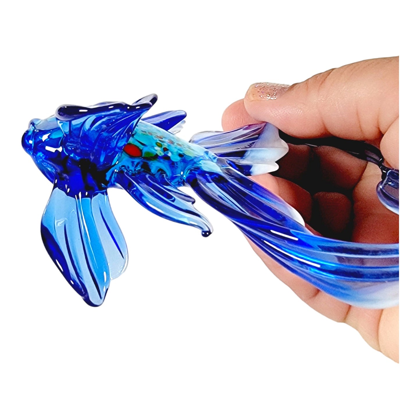 Art Glass Betta Fish Blue Glass Fish Murano-Style Glass Figurine Hand Blown Fish