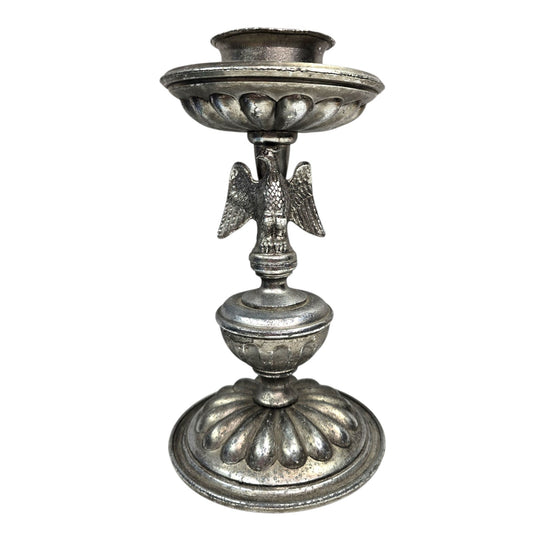 Vtg Silver Metal Eagle Candlestick Holder 8" Federal Revival Neoclassical Decor