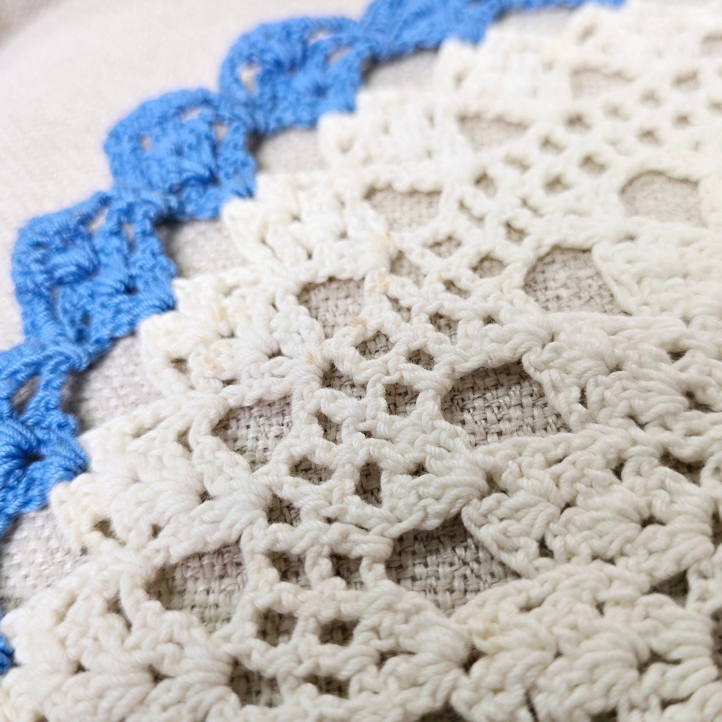 12" Blue Trim Crochet Doily