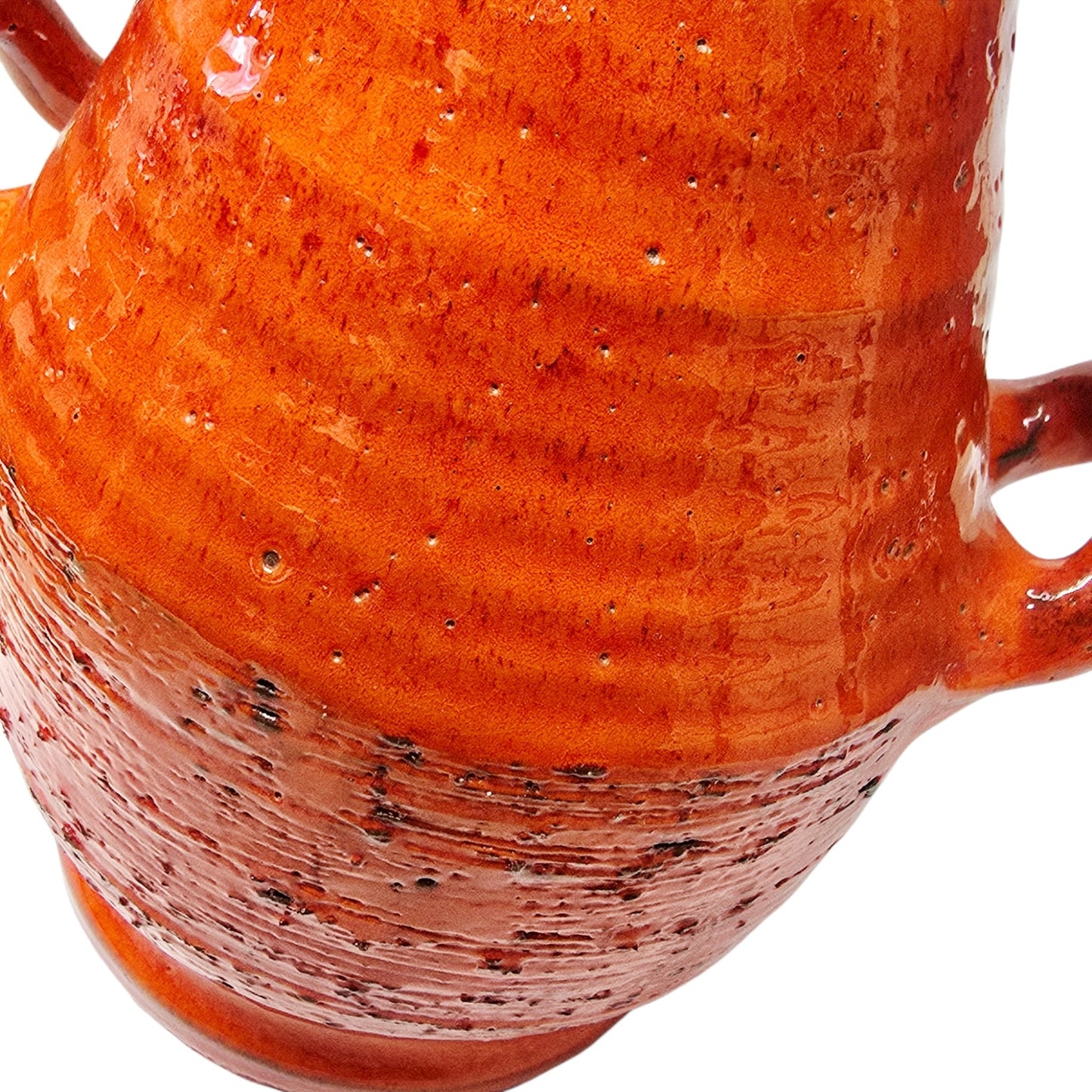 Vintage MCM Red Fat Lava Glaze Studio Pottery Vase Double Handle 9.25"