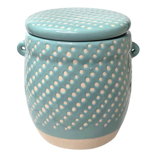 Ceramic Kitchen Canister Storage Jar 10 Strawberry Street Turquoise Polka Dot Decor