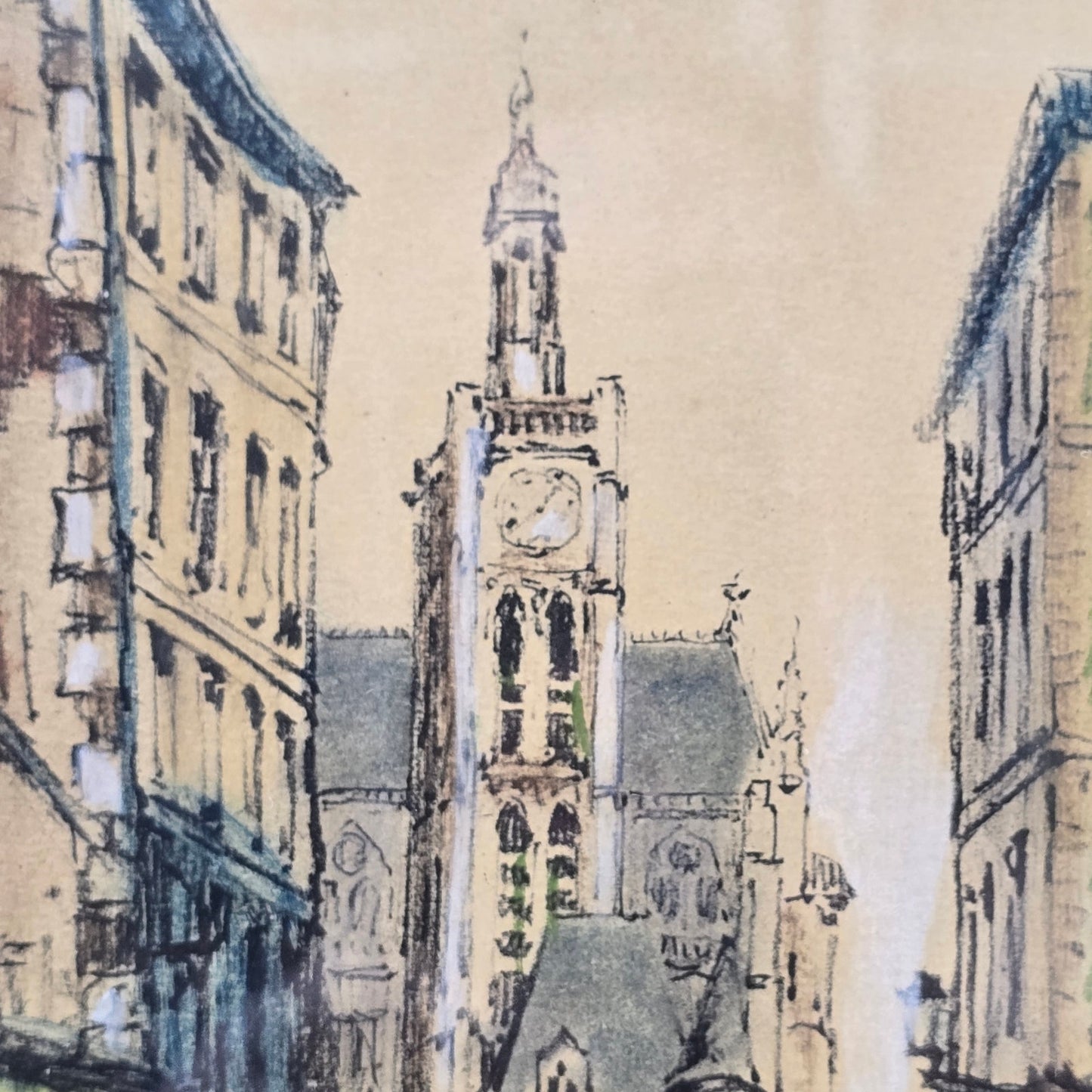 Signed Barday French Artist Lithograph Paris Eglise st Genevieve Paris Scene Vtg