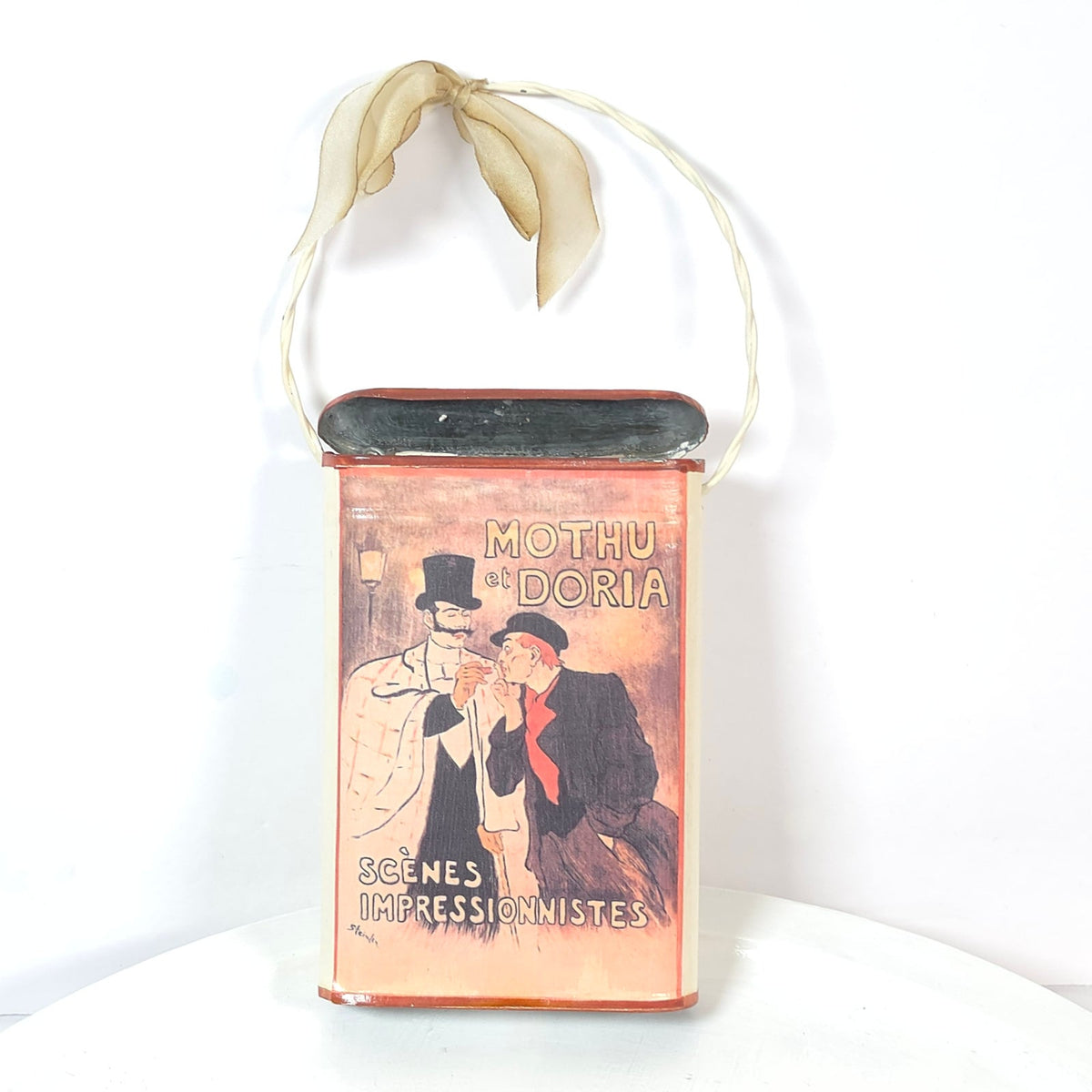 Steinlen Mothu et Doria Hanging Tin Wall Pocket Match Pencil Holder French Art