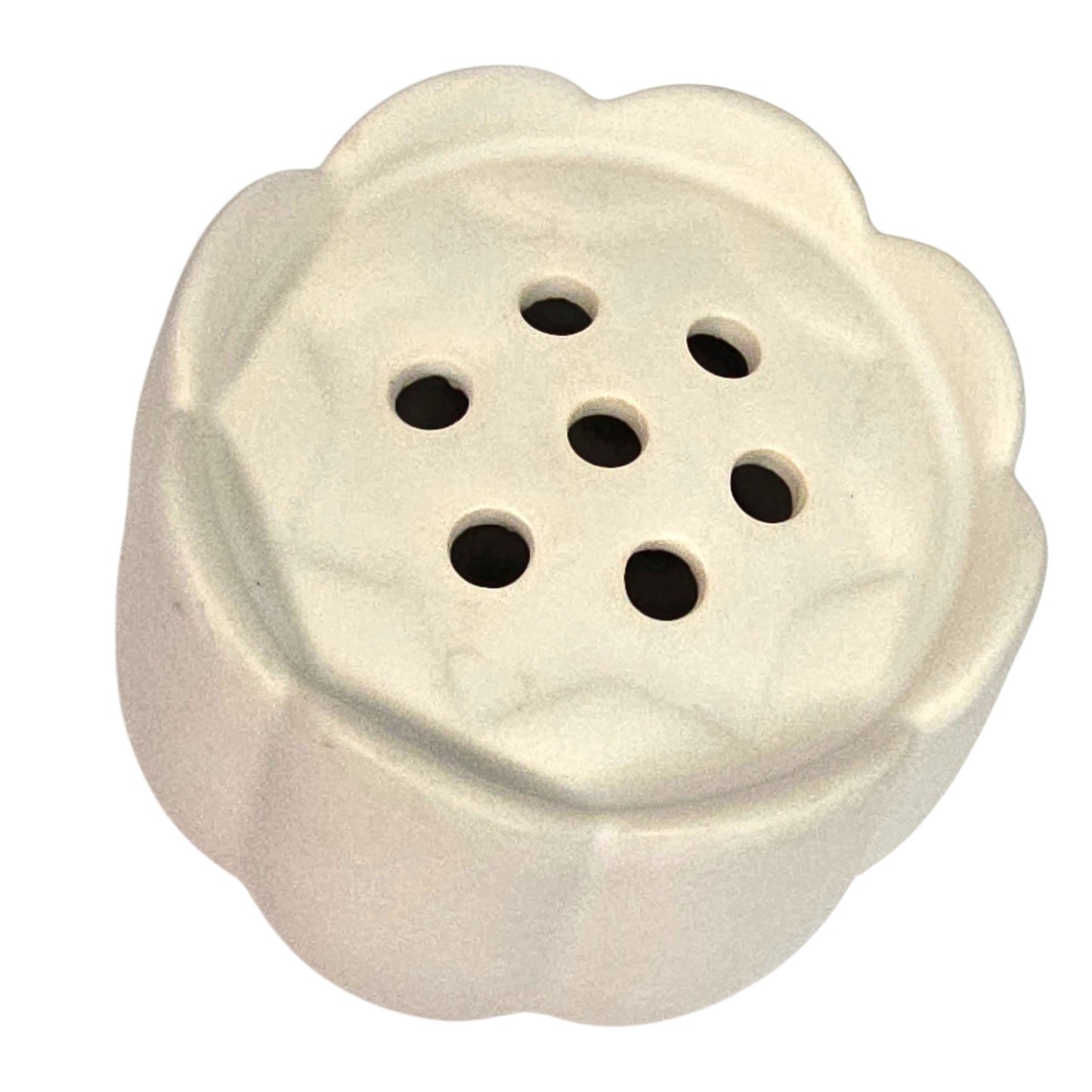 The Floral Society Ceramic Flower Frog Vase Matte White Scalloped Flower 3.5"