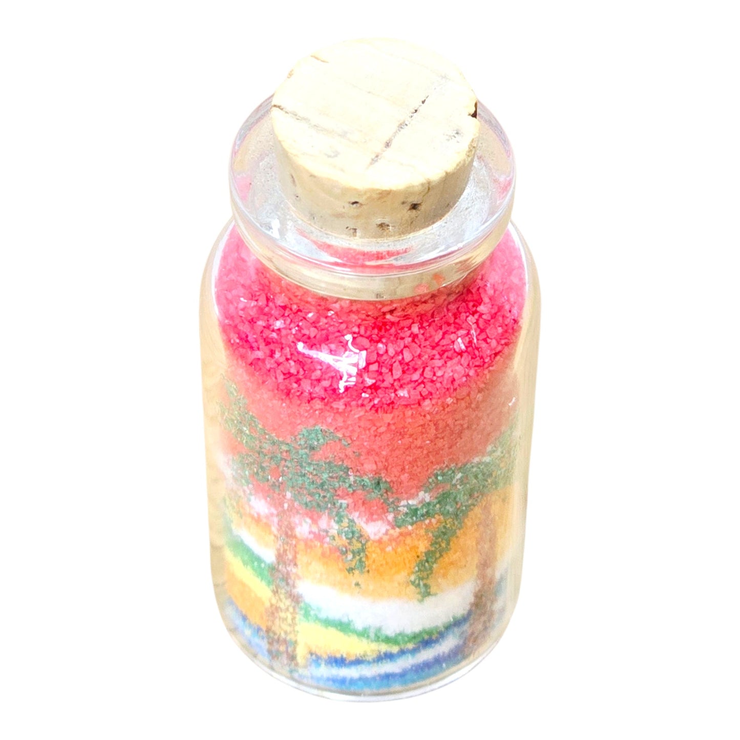Hawaii Sand Art Bottle Tropical Palm Beach Sunset Scene Corked Glass Keepsake
