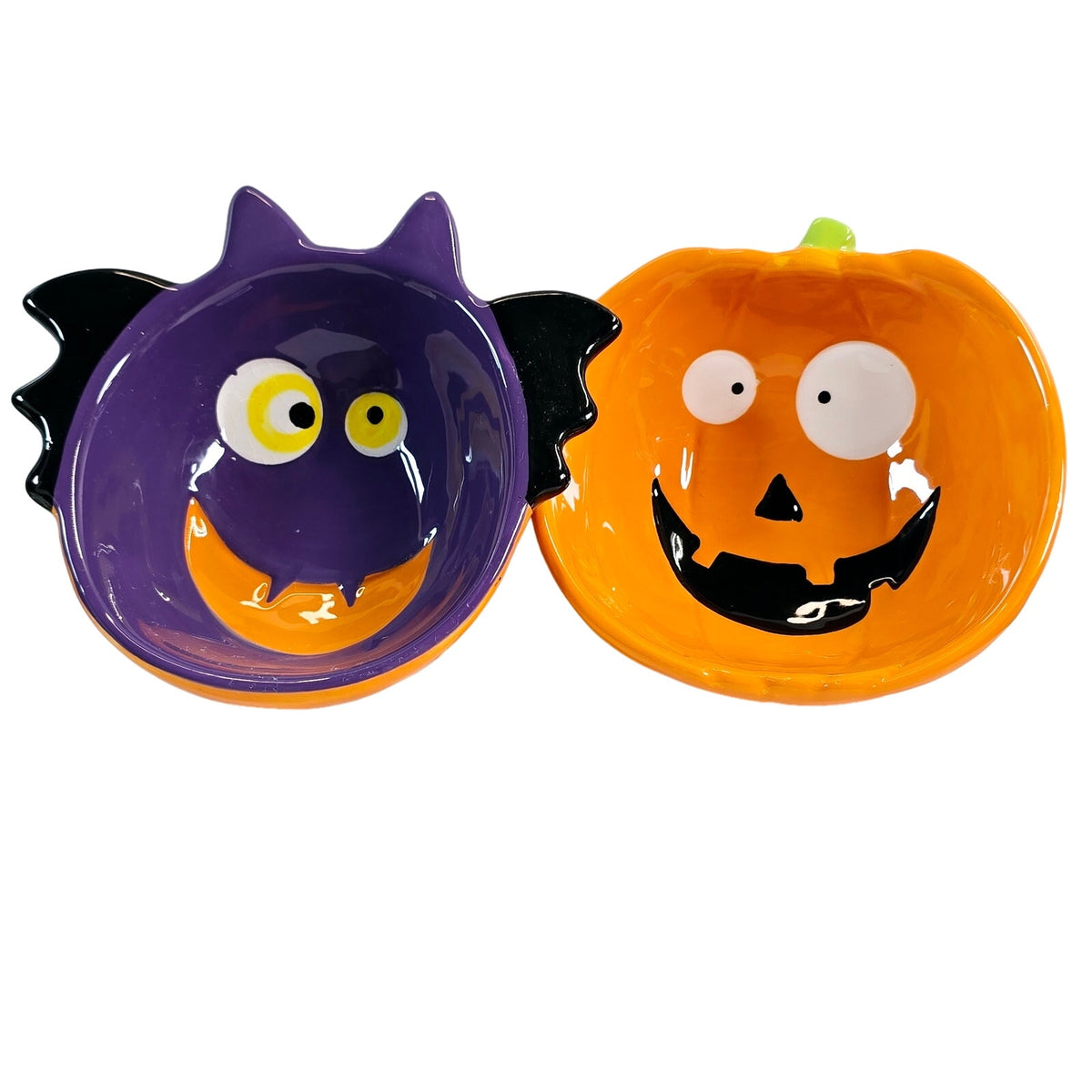 Halloween Candy Dish Set by Holiday Home Pumpkin Bat Ceramic Candy BowlsREAD