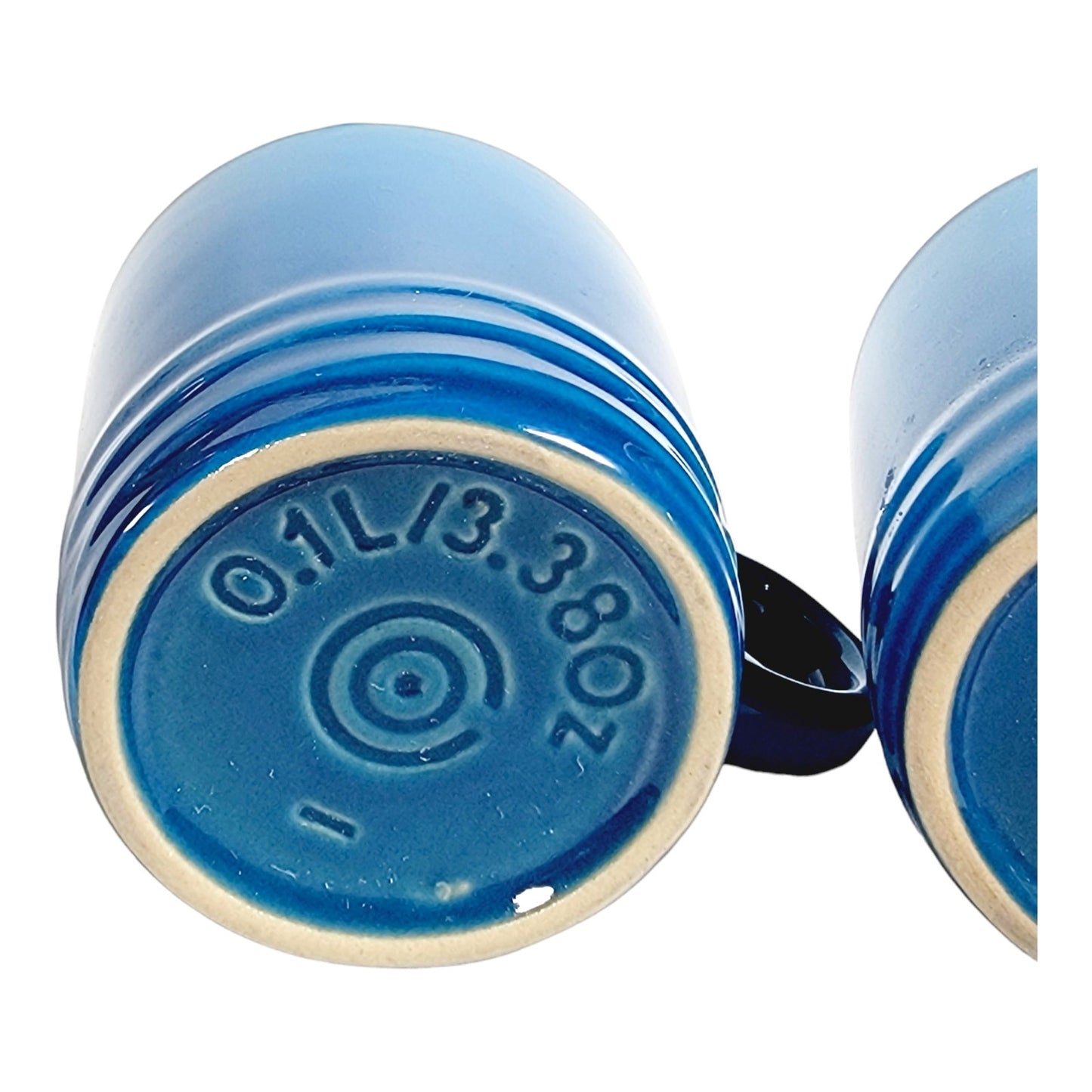 Le Creuset Marseille Blue Mini Espresso Mugs Stoneware Demitasse Set of 2 0.1L