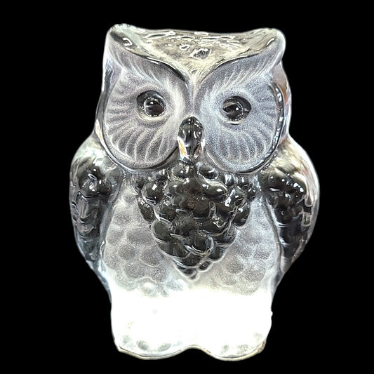 4" Vintage Clear & Frosted Viking Glass Owl Bookend Paperweight FLAW