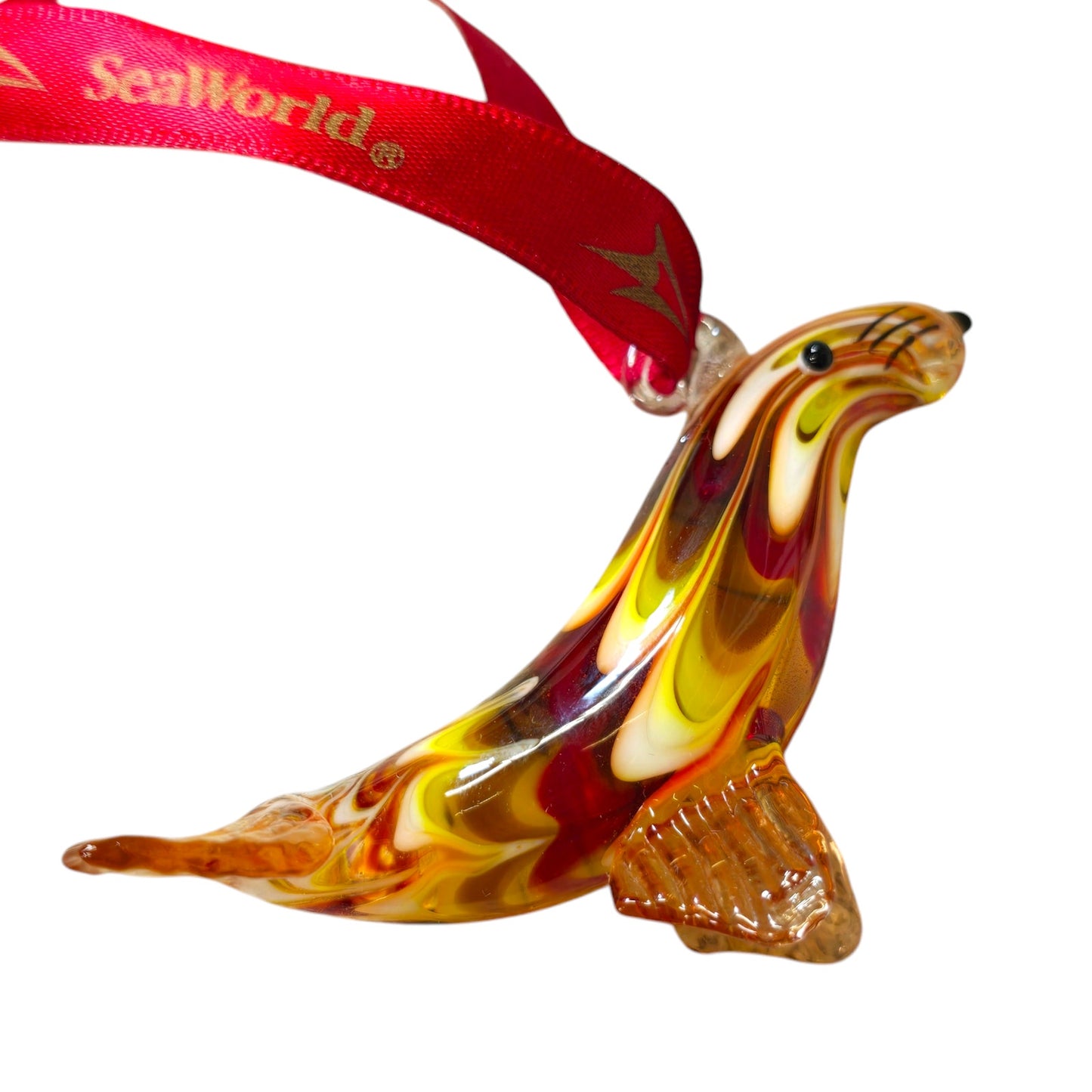 SeaWorld Passholders Glass Seal Ornament Multi Color