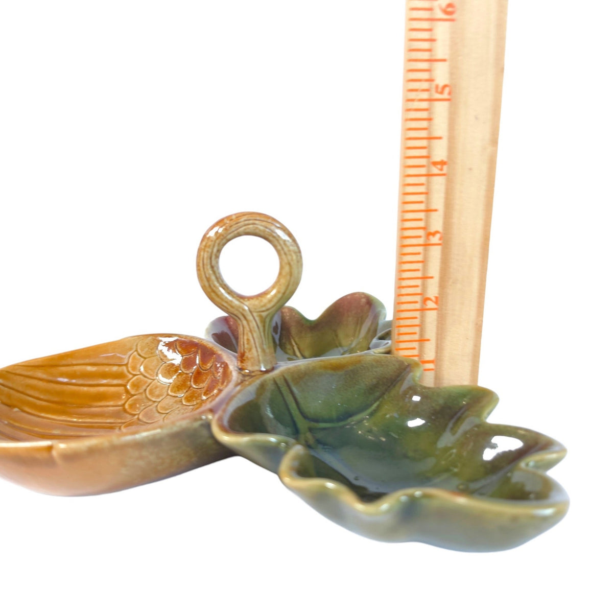 Ceramic Acorn Oak Leaf Divided Nut Candy Dish Fall Serving Tray