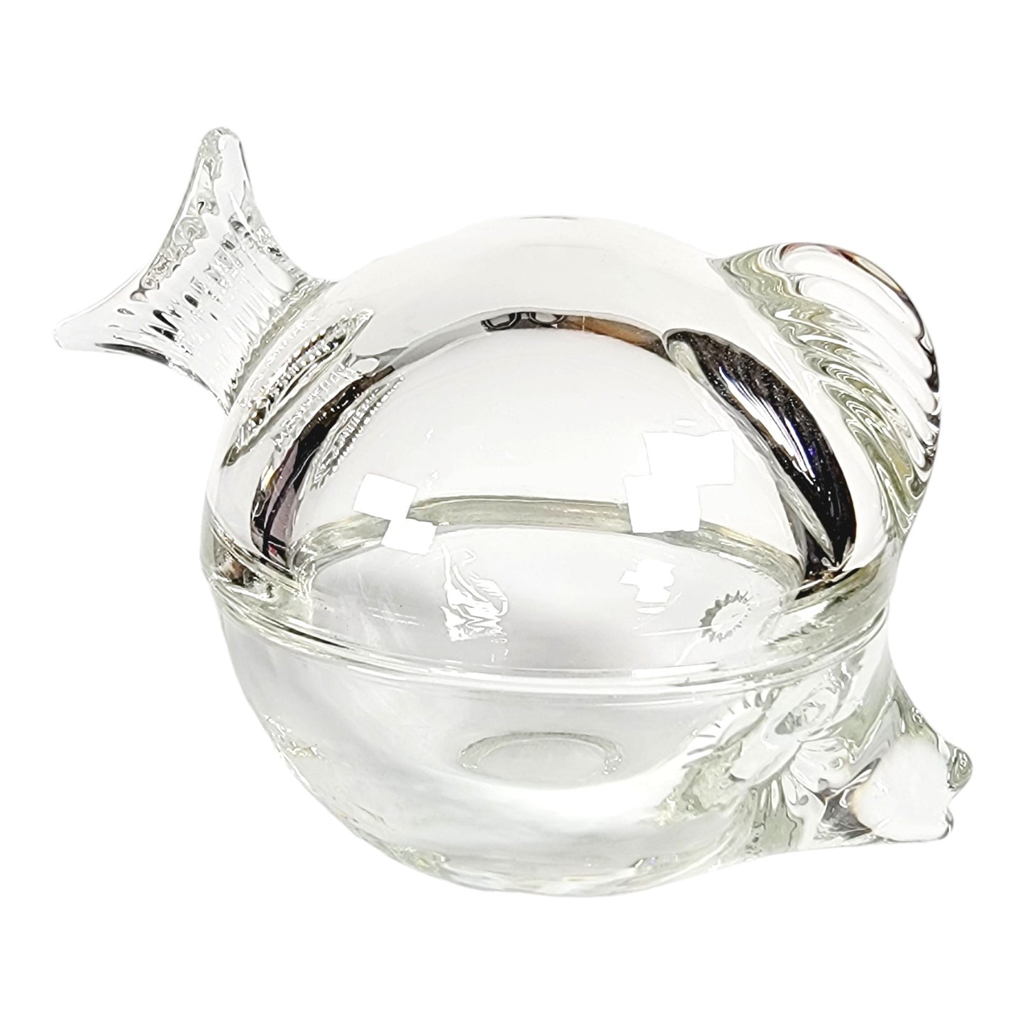 Anchor Hocking USA Lidded Fish Trinket Dish, Heavy Thick Glass Fish Trinket Dish