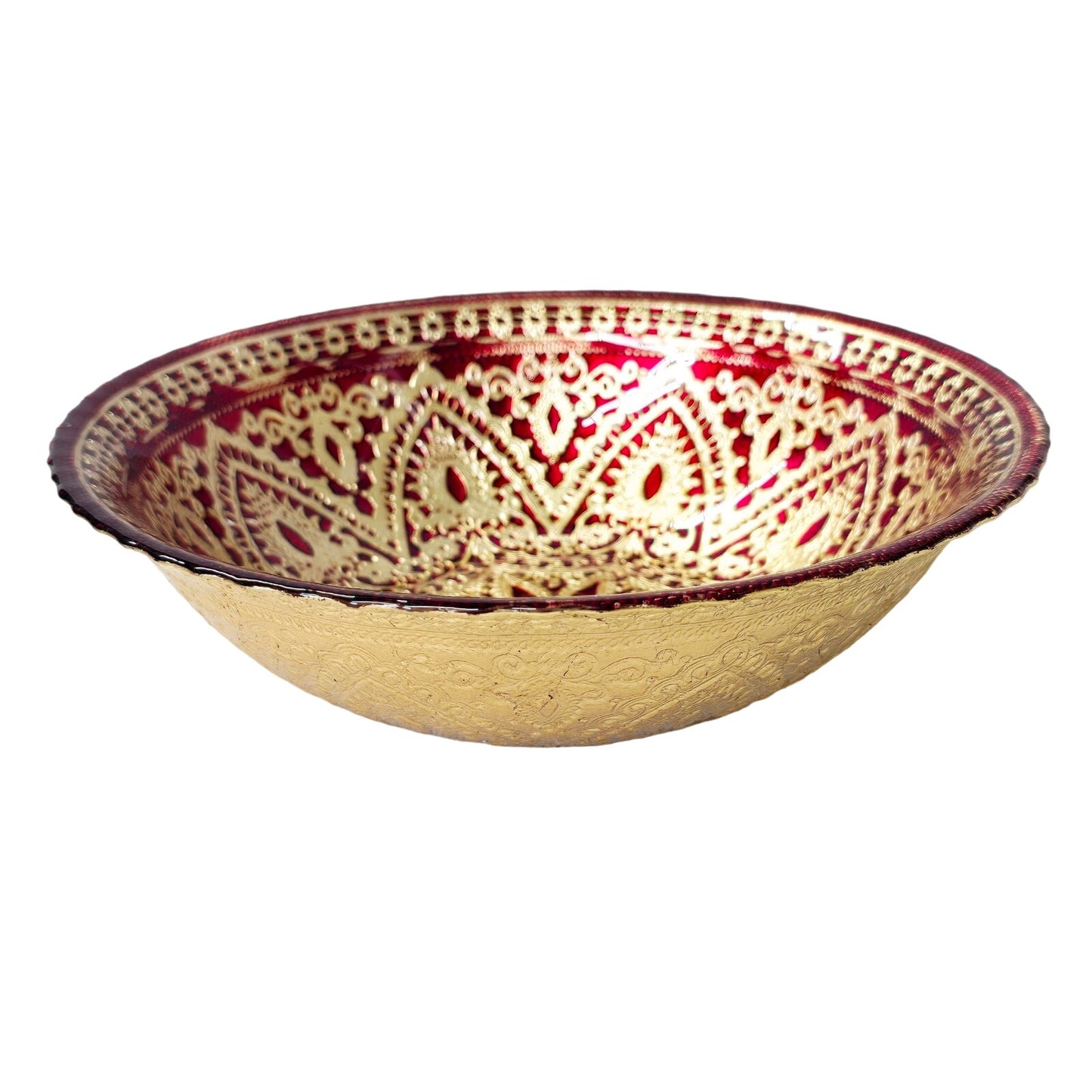 Stunning Ruby Red Glass with Gold Gilt Decorative Turkish Bowl