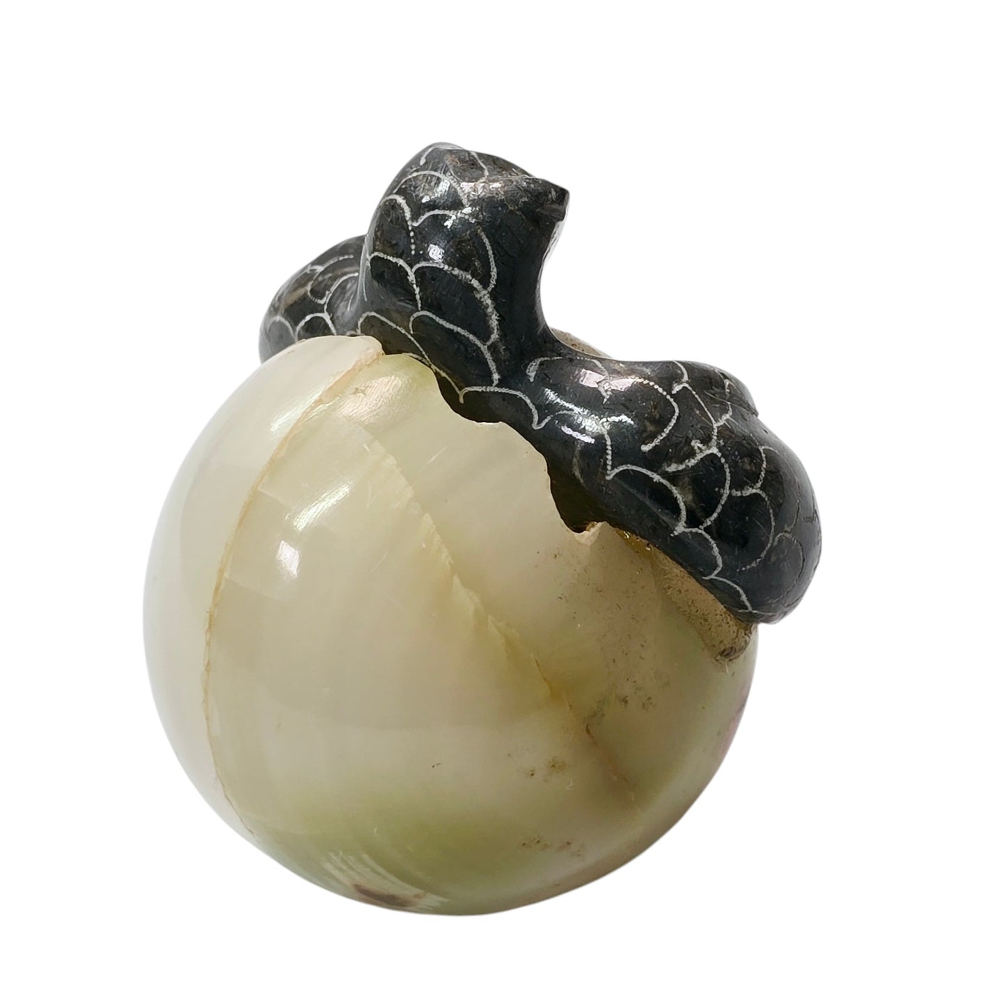 Natural Carved Stone Sea Turtle Egg Figurine Onyx Marble Baby Hatching