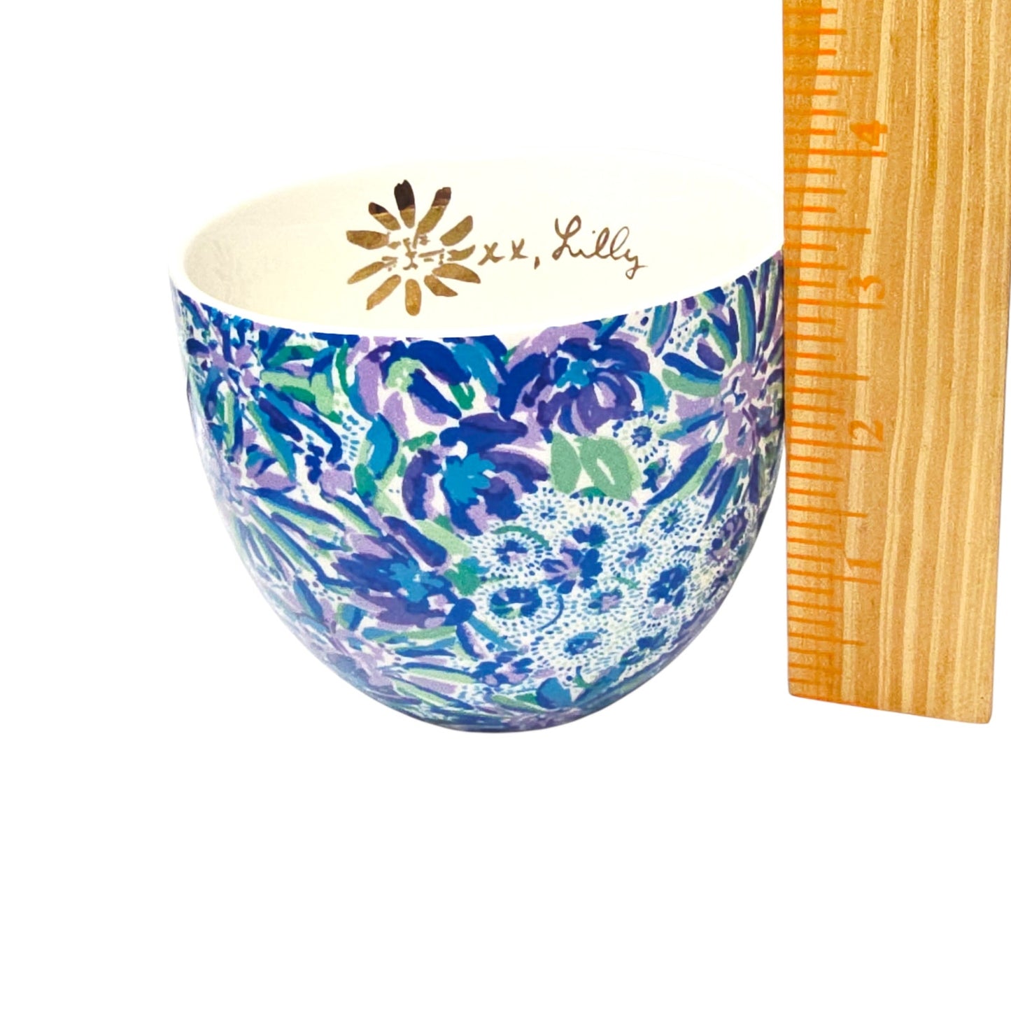 Lilly Pulitzer Coffee Mugs Set Blue Floral Gold Handle XX Lilly Hidden Animal