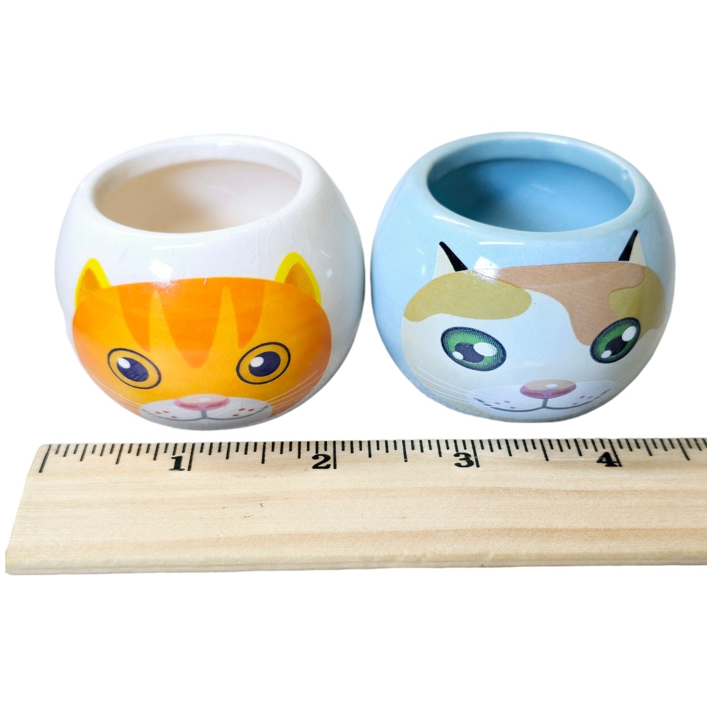 Set of 2 Tiny Pots Cat Succulent Planter Flowerpot For Home Office Desk