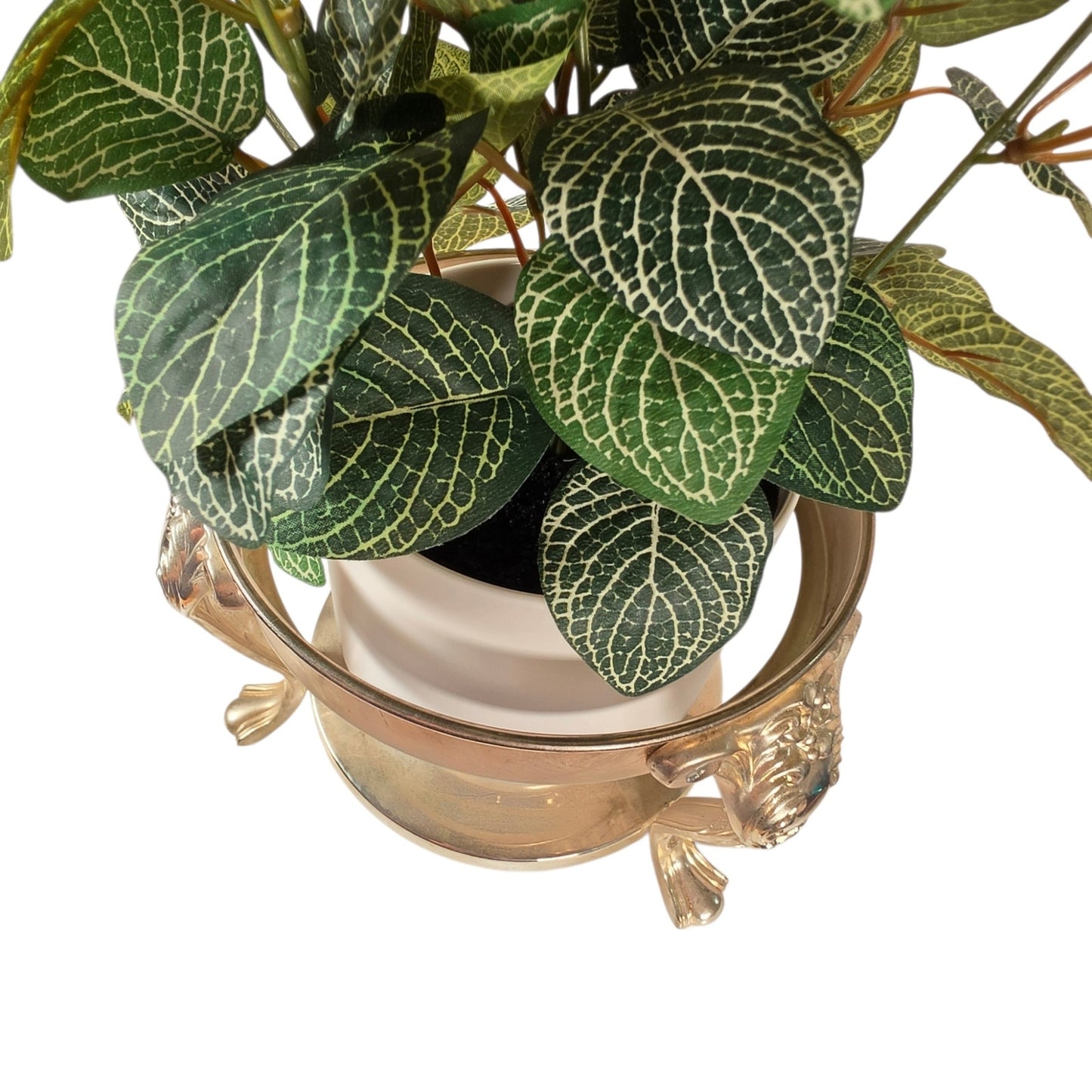 Vintage Silver Plated Plant Stand Cachepot Ring Lion Paw Feet Neoclassic Design