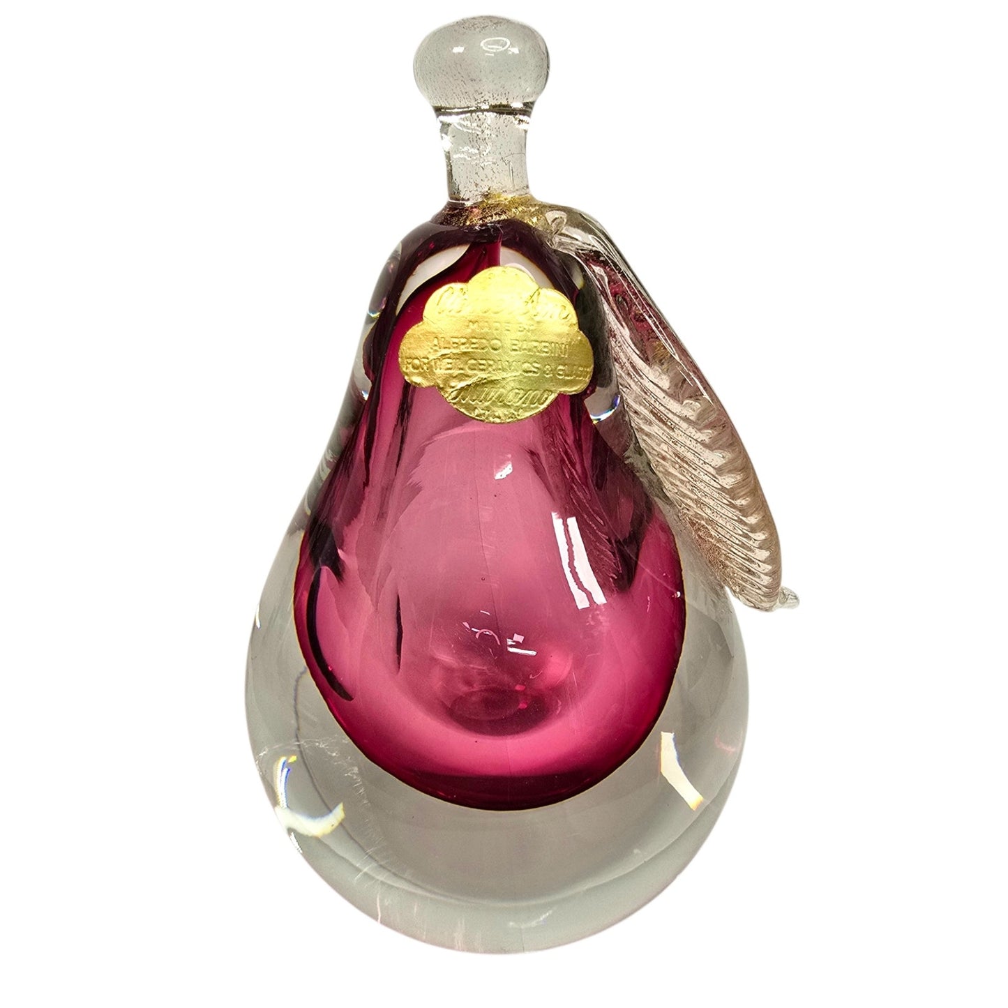 Alfredo Barbini Murano Sommerso Glass Pear Weil Ceramics Cranberry Adventurine