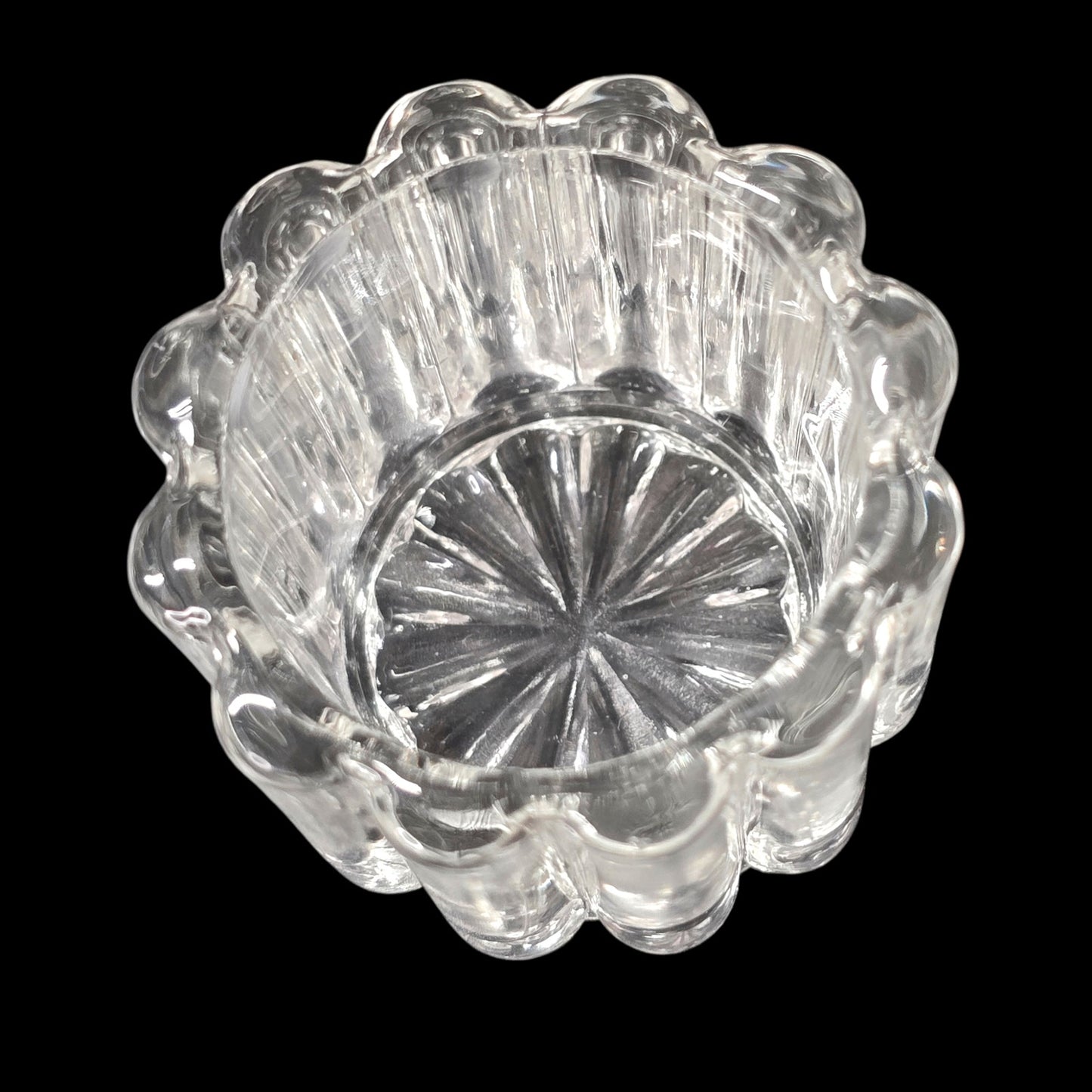 Vintage Heisey Crystolite Mustart Pot Glass Open Salt Sugar Ornate Floral Spoon