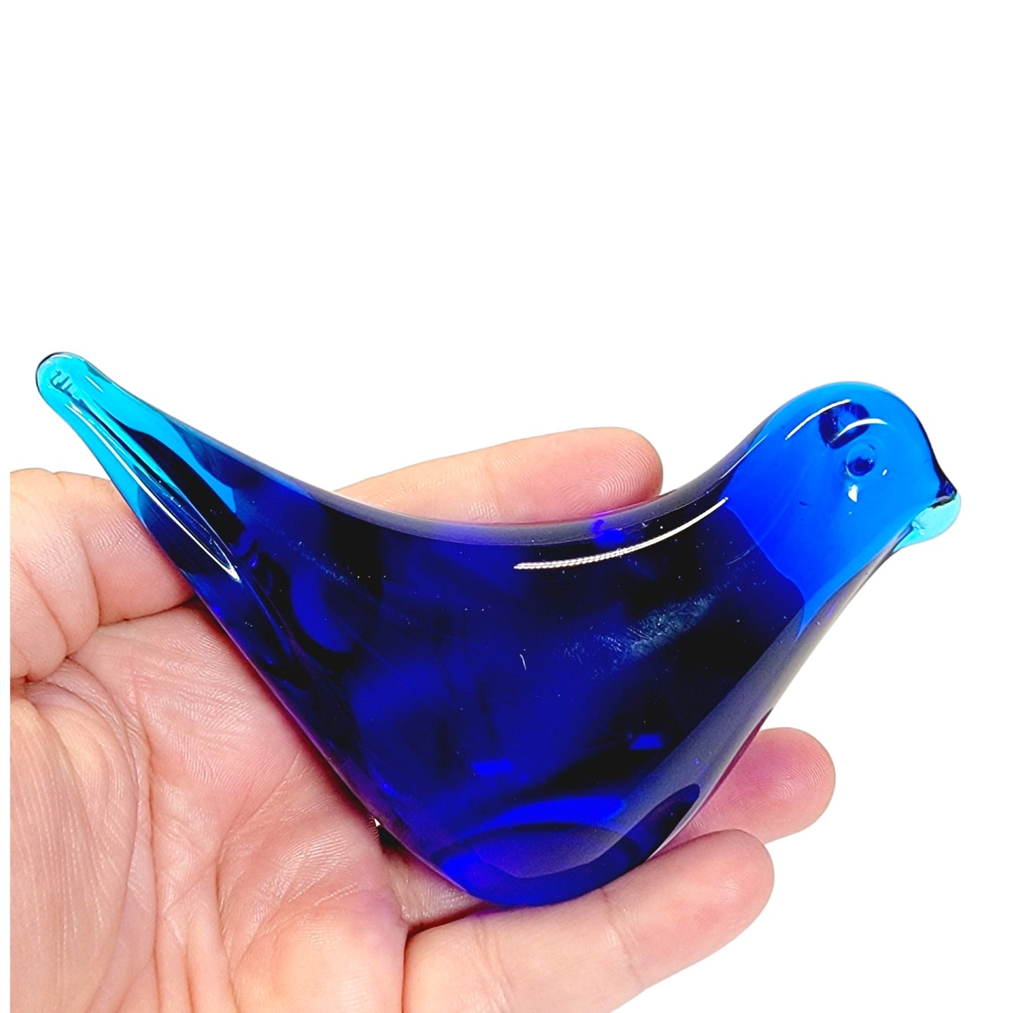 Blue Art Glass Hand Blown Glass Cobalt Blue Bird- Lynn T