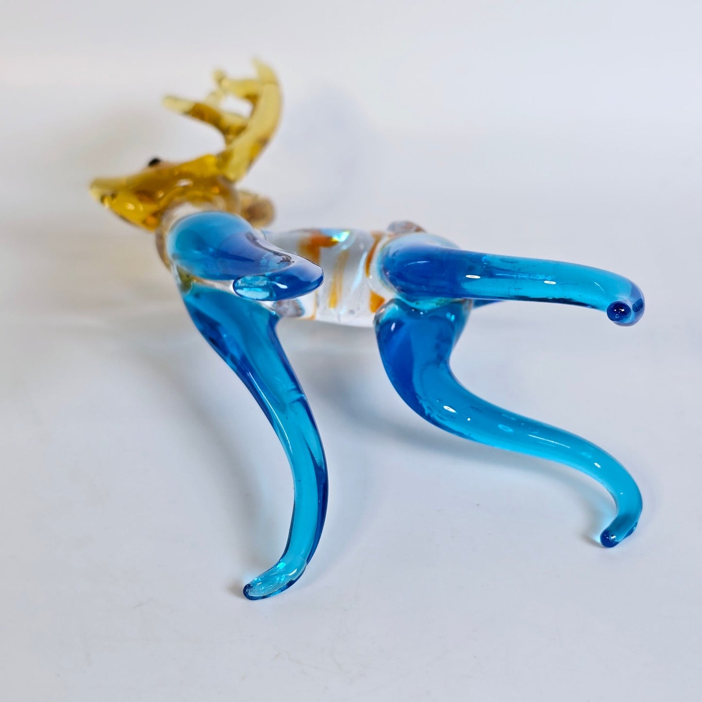 Handblown Art Glass Buck, Deer with Antlers, Stretched Glass Deer