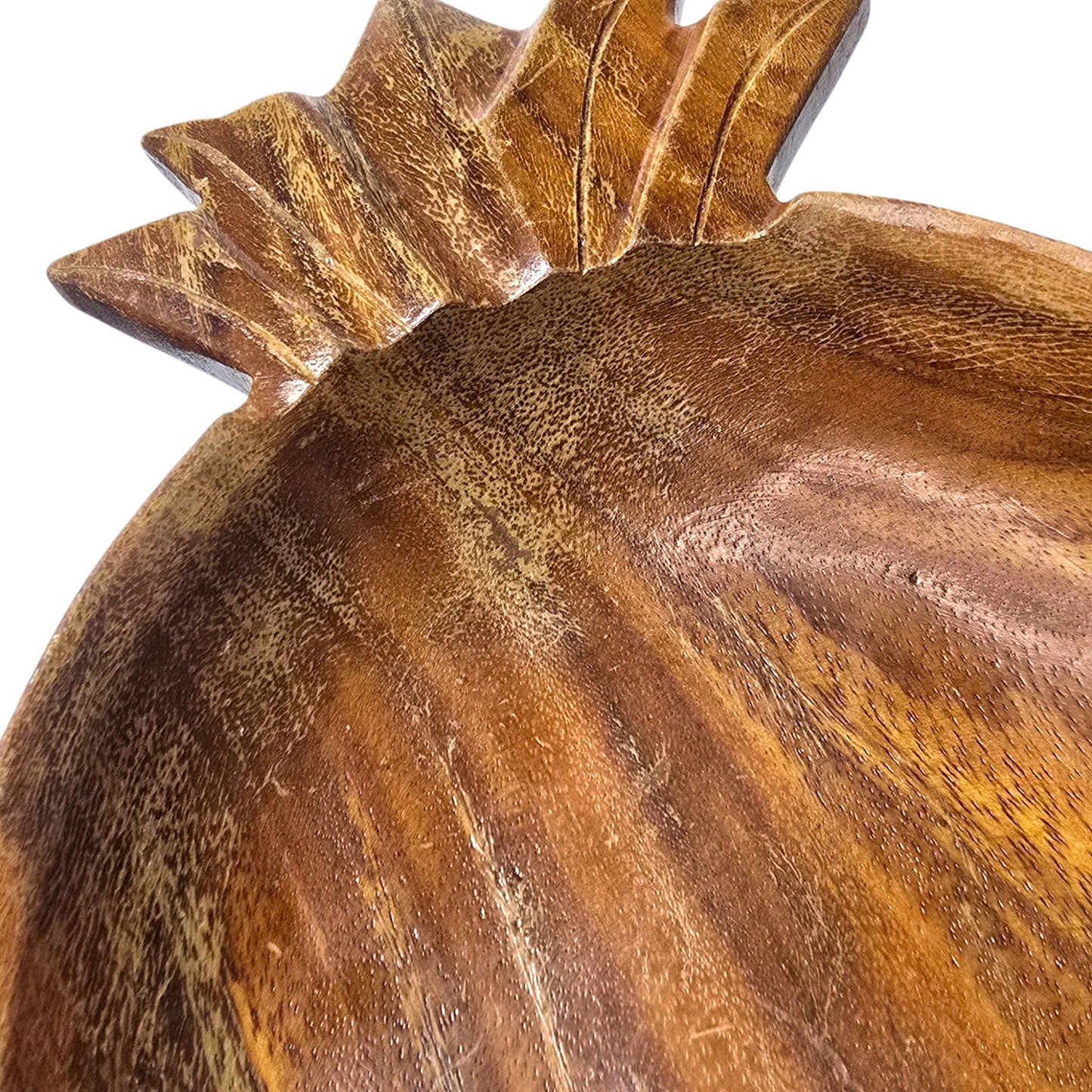 Vintage Hand-Carved Wooden Pineapple Dish Rustic 13" Tropical Tiki Serving Bowl