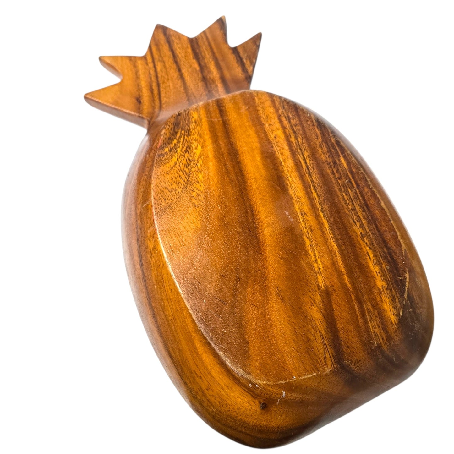 Vintage Hand-Carved Wooden Pineapple Dish Rustic 13" Tropical Tiki Serving Bowl