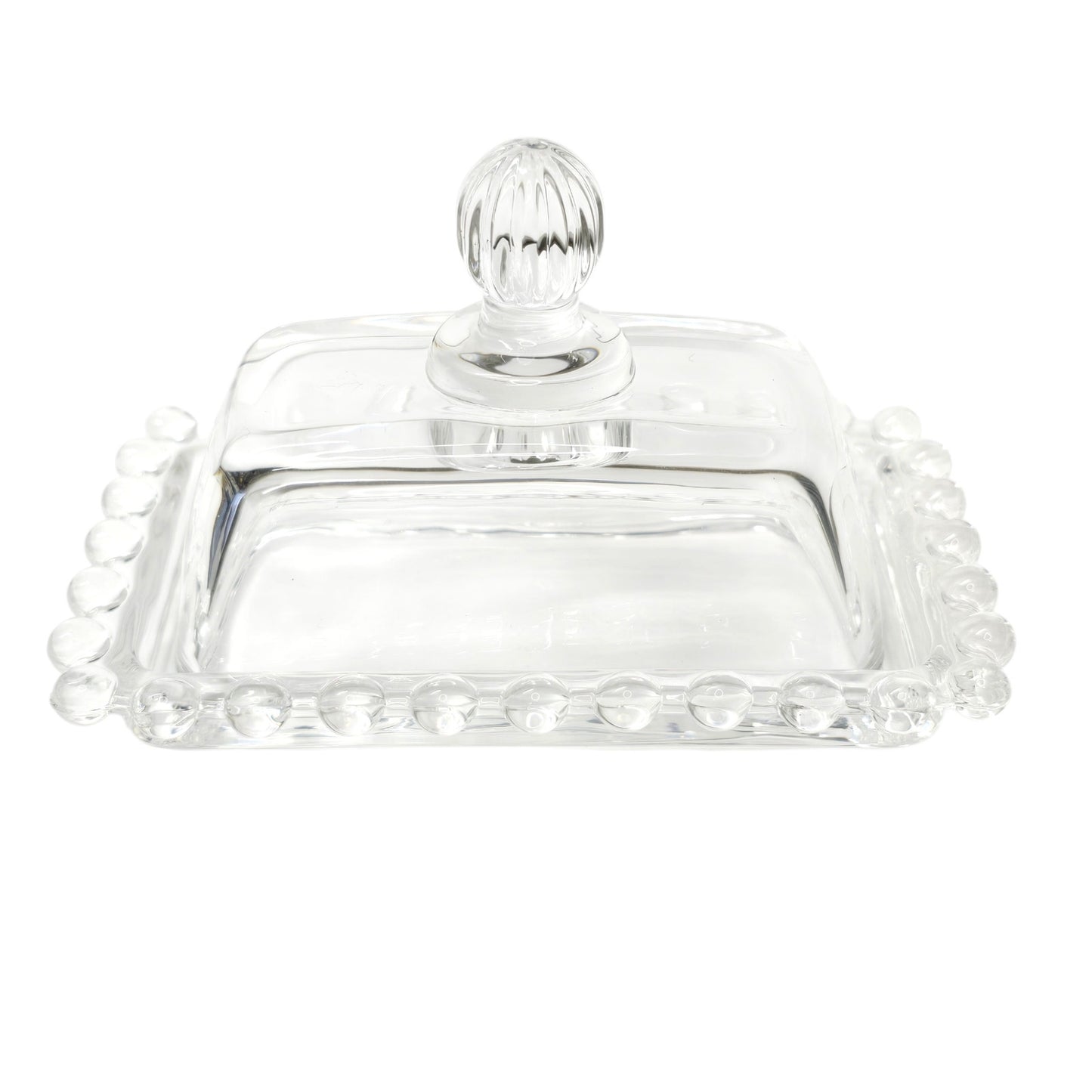 Circleware Mini Glass Butter Dishes - Set of 2 Vintage Style Clear Pressed Glass