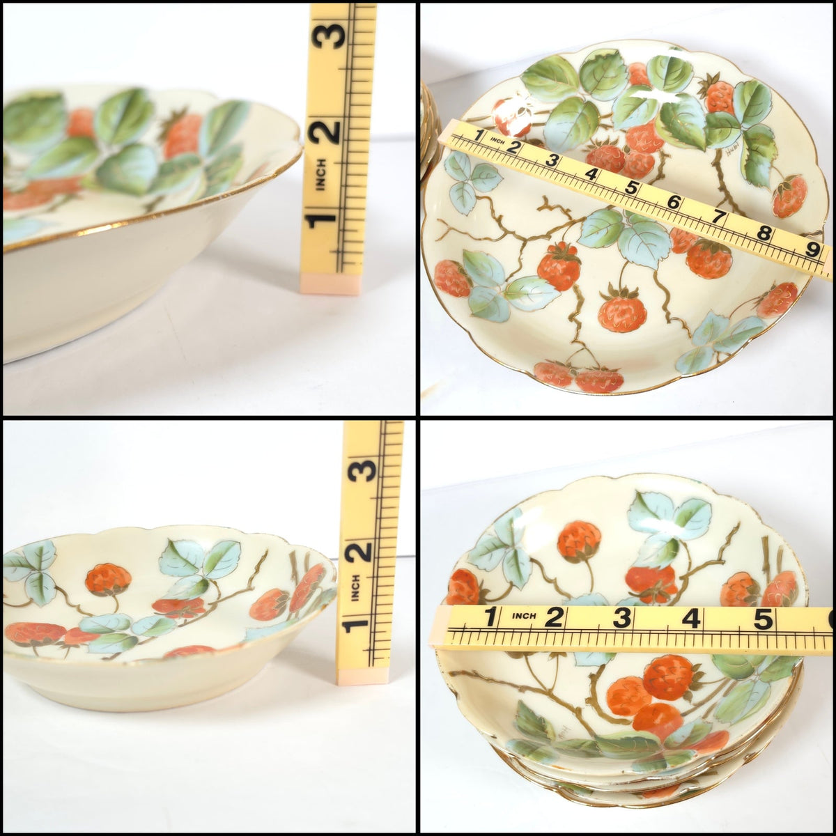 Antique Vienna Austria Raspberry Master Berry Bowl Set 6 c1890–1908