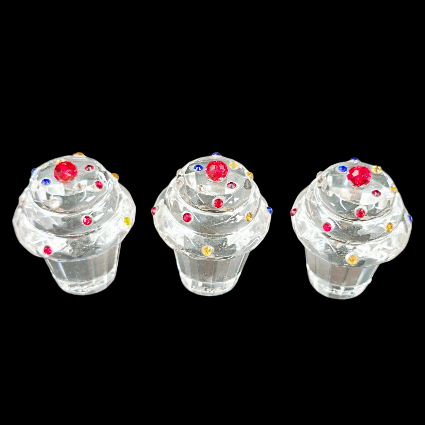 3 Mini Crystal Cup Cakes Simon Designs Crystal Mini Cup Cakes in Box