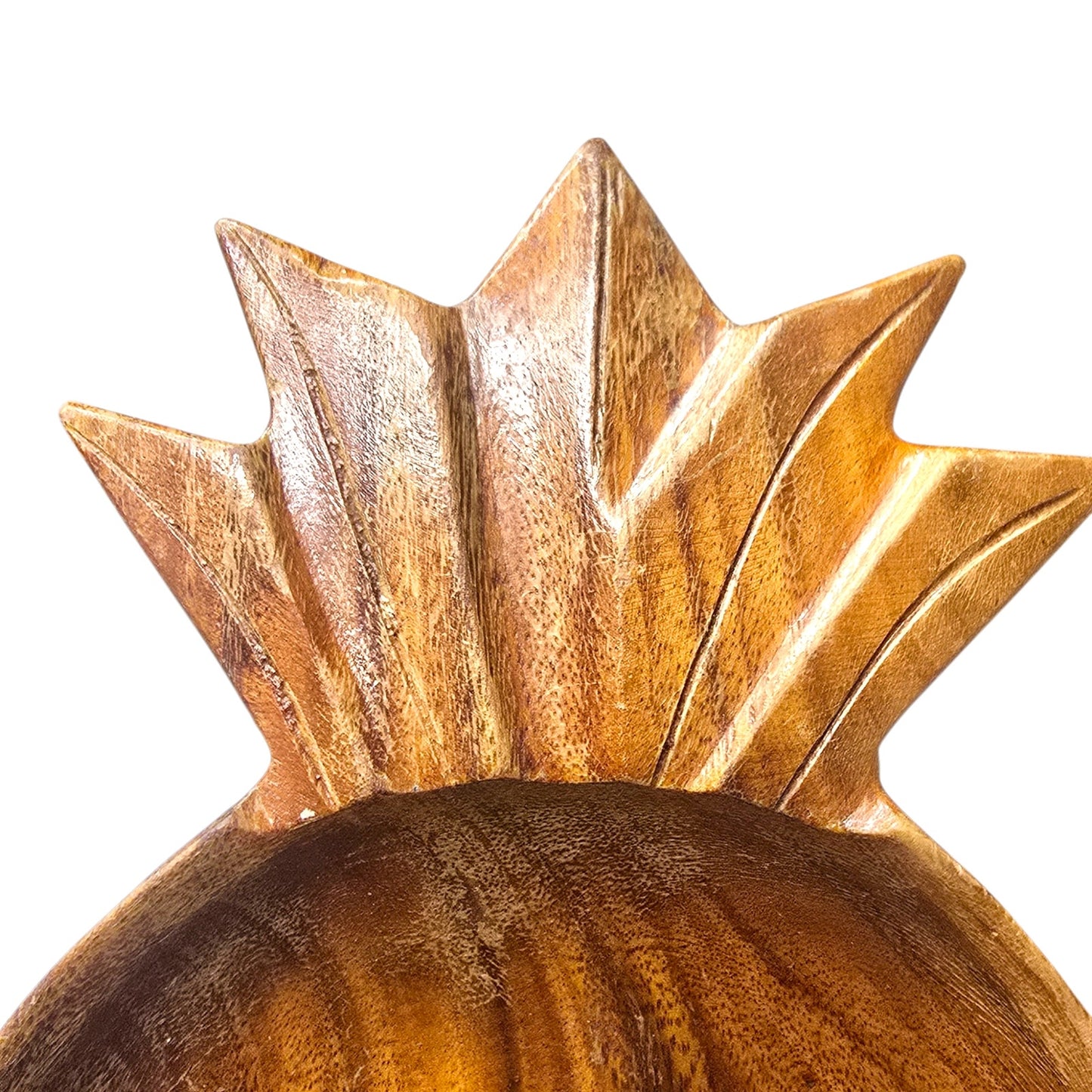 Vintage Hand-Carved Wooden Pineapple Dish Rustic 13" Tropical Tiki Serving Bowl