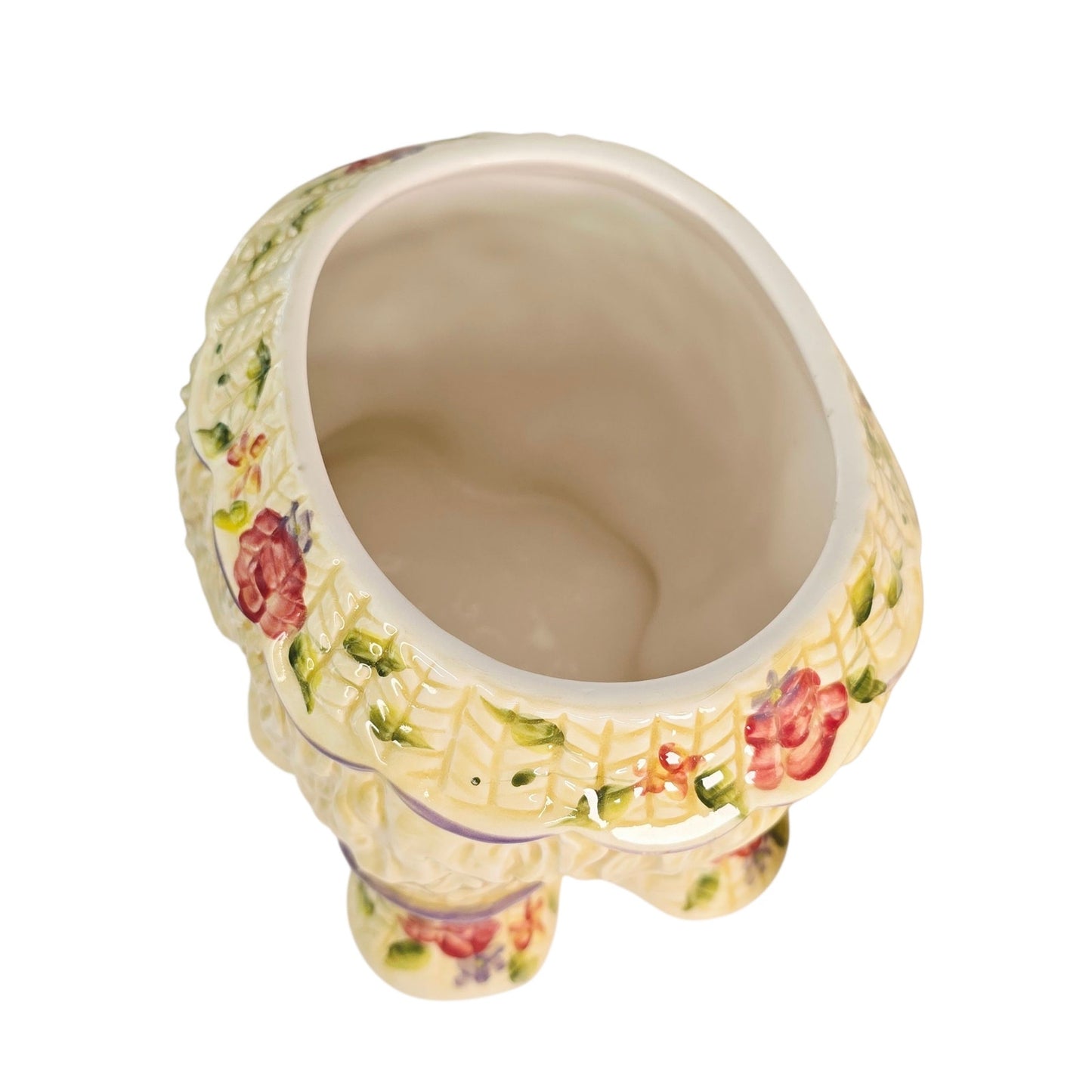 Block Puss 'n Boots Ceramic Cat Cookie Jar Floral Adorable Cat