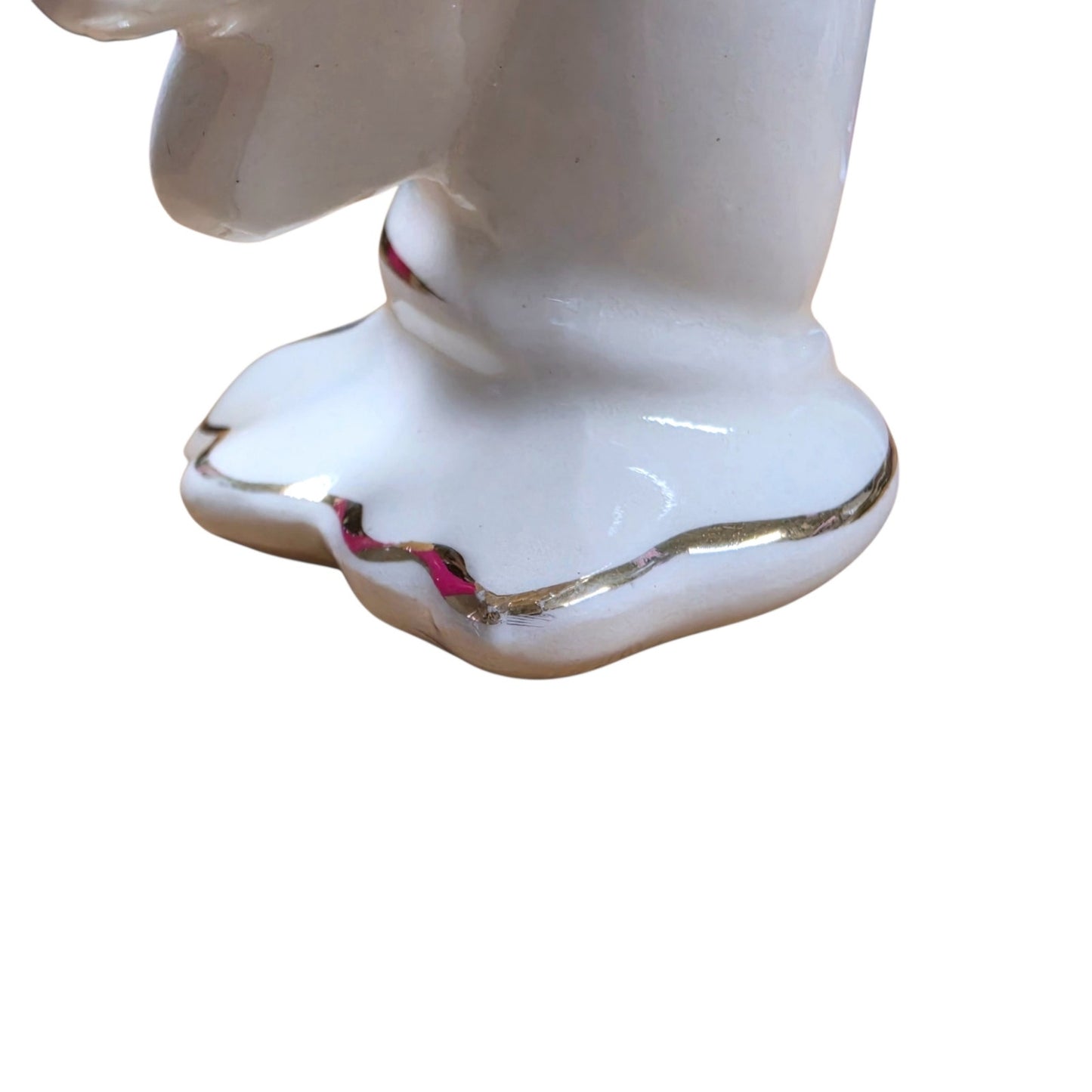 Vintage Floral Fan Vase Ceramic Pink Bud Vase Gold Trim Accent Art Deco AS IS