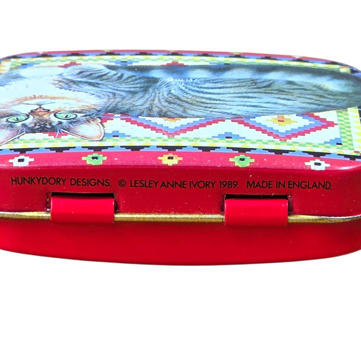 Pair Vintage Cat Tin Boxes Lesley Anne Ivory 1989 Hunkydory England Quilt Art
