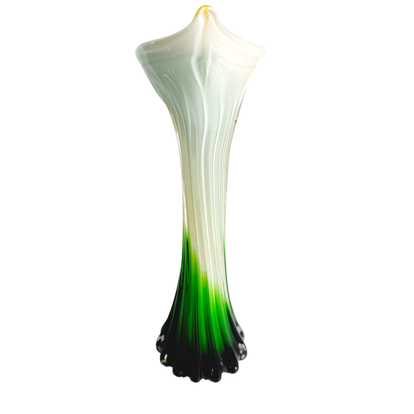 Vintage Jack in the Pulpit Calla Lily Vase, Yellow and Green