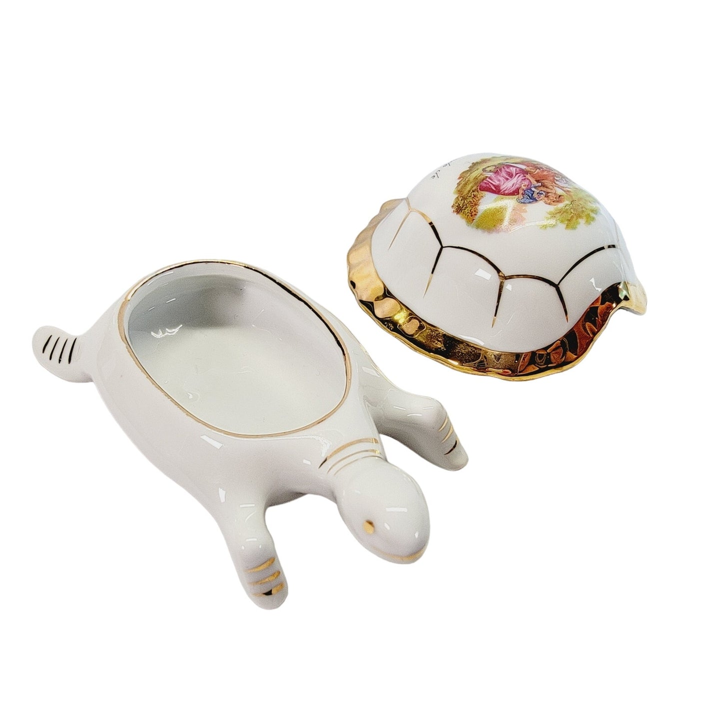 Elizabeth Arden Turtle Trinket Dish, Courting Couple, Lidded, Recuerdo de Toledo