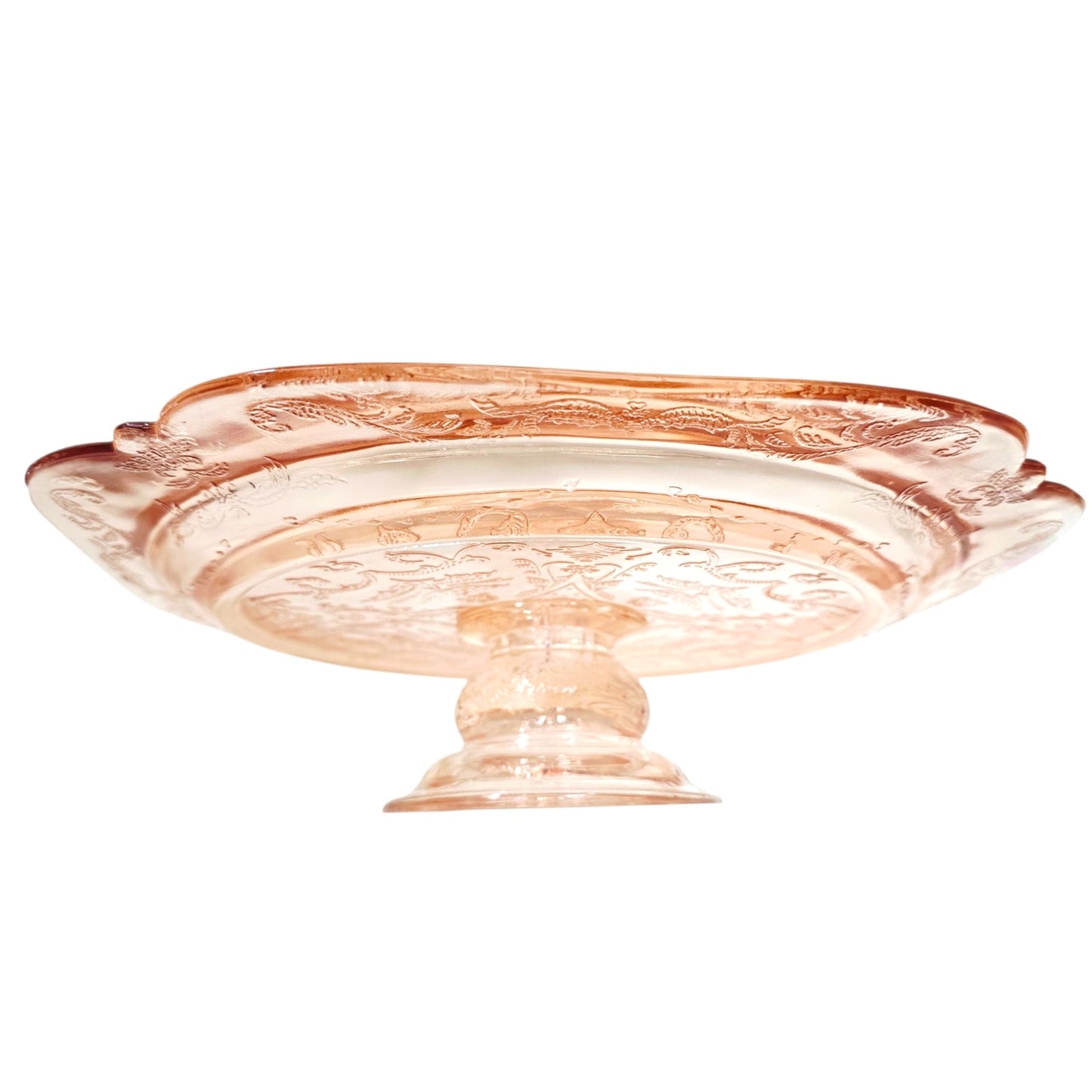 Indiana Glass Pedestal Cake Stand Pink Recollection Madrid Depression Glass
