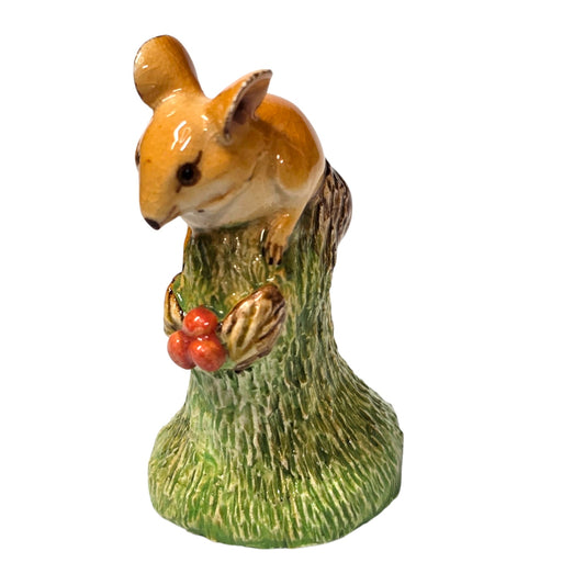Basil Matthews Mouse on Tree Stump Figurine Signed Vintage Studio Pottery