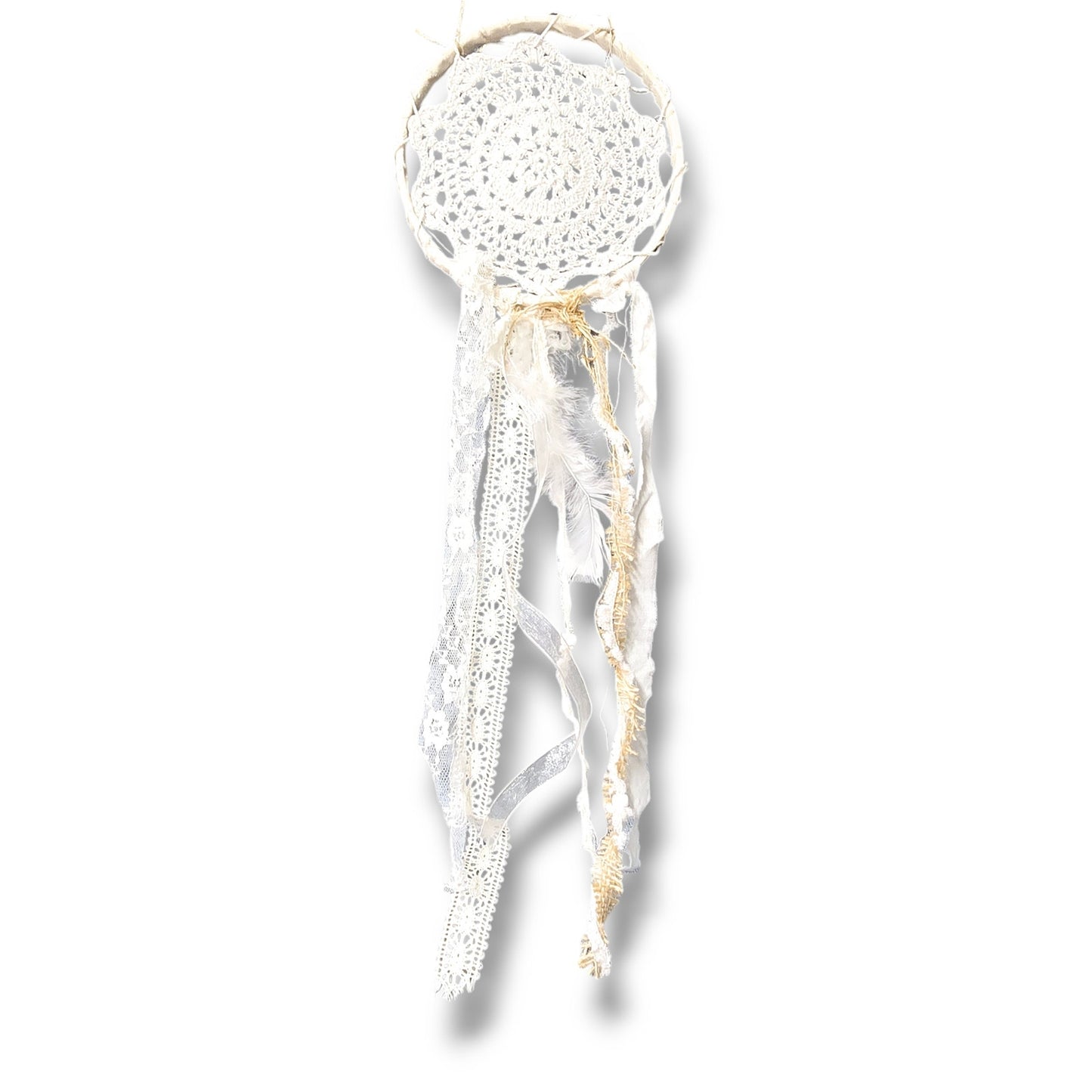 Ribbon and Lace Dream Catchers Set of 3 Bojo Style Shabby Chic Handcrafted Decor