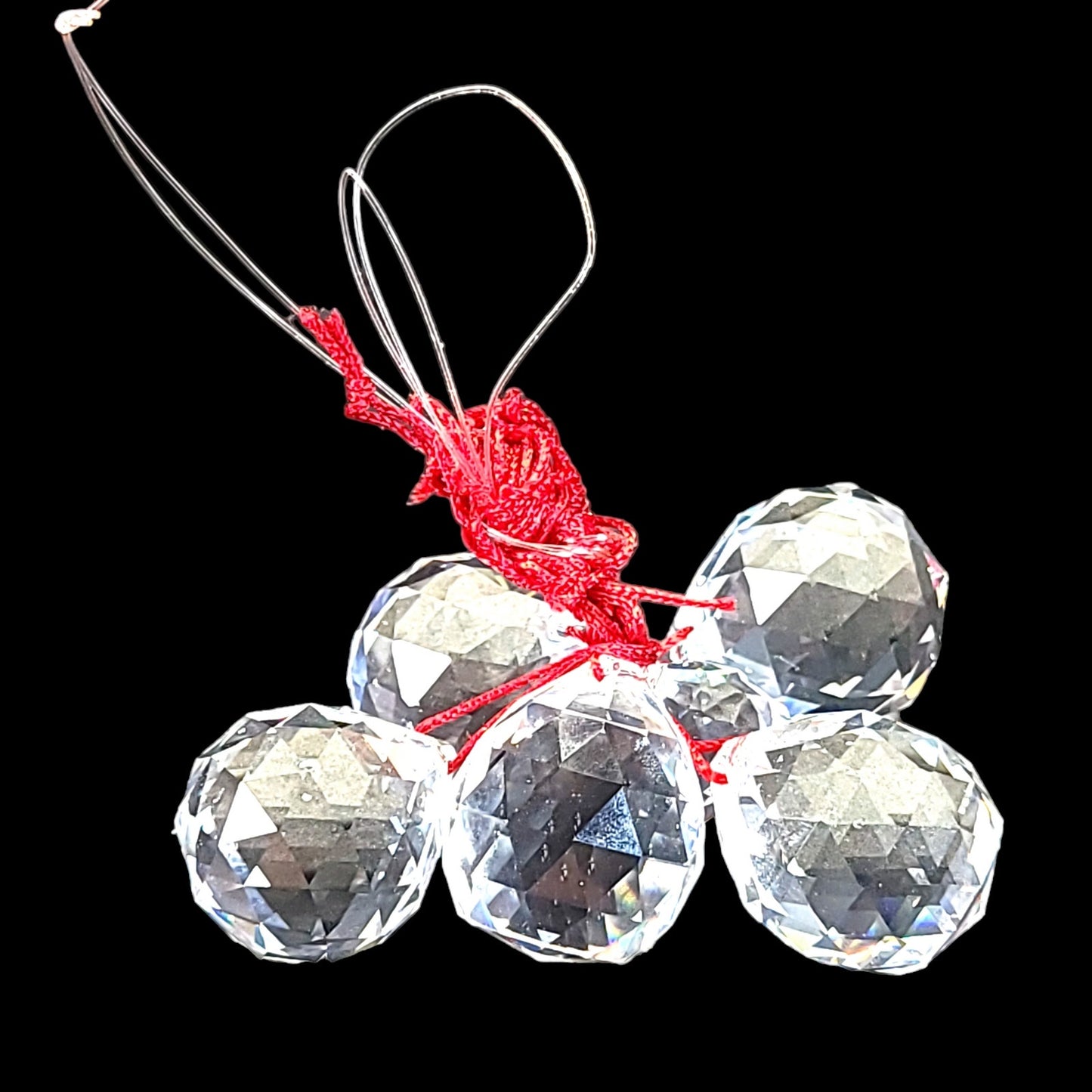 Set of 6 Crystal Faceted Prism Ball Suncatcher Orbs