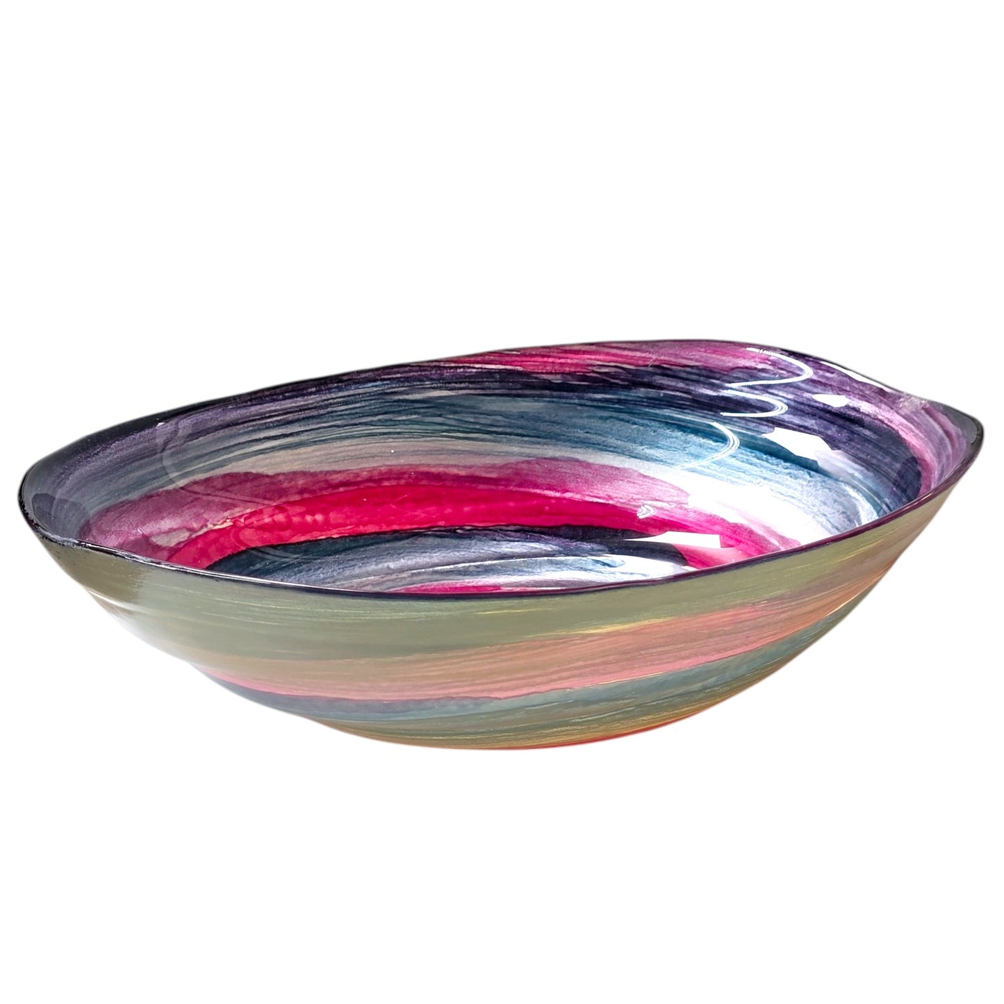 Art Glass Bowl, Tuscany, Italy, Italian Glass, Hand Decorated, Glazed Glass Bowl