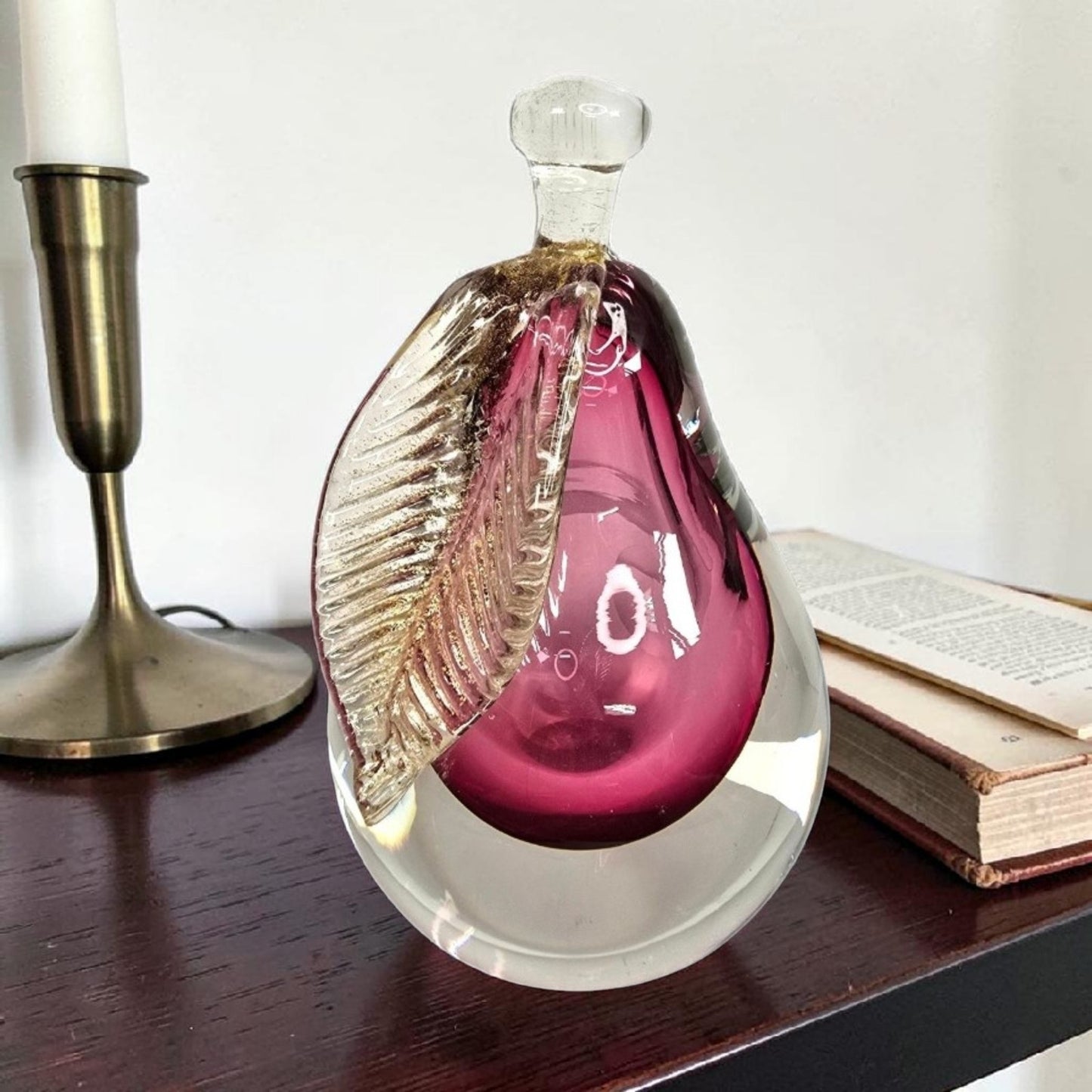 Alfredo Barbini Murano Sommerso Glass Pear Weil Ceramics Cranberry Adventurine