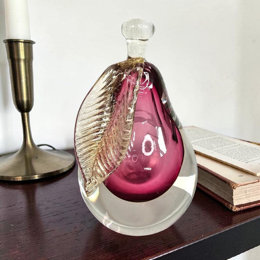 Alfredo Barbini Murano Sommerso Glass Pear Weil Ceramics Cranberry Adventurine