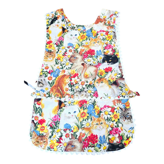 FOR GAYLE (For Mike!) Adorable "Paws in Flowers" Vintage Apron, adult Small to Medium