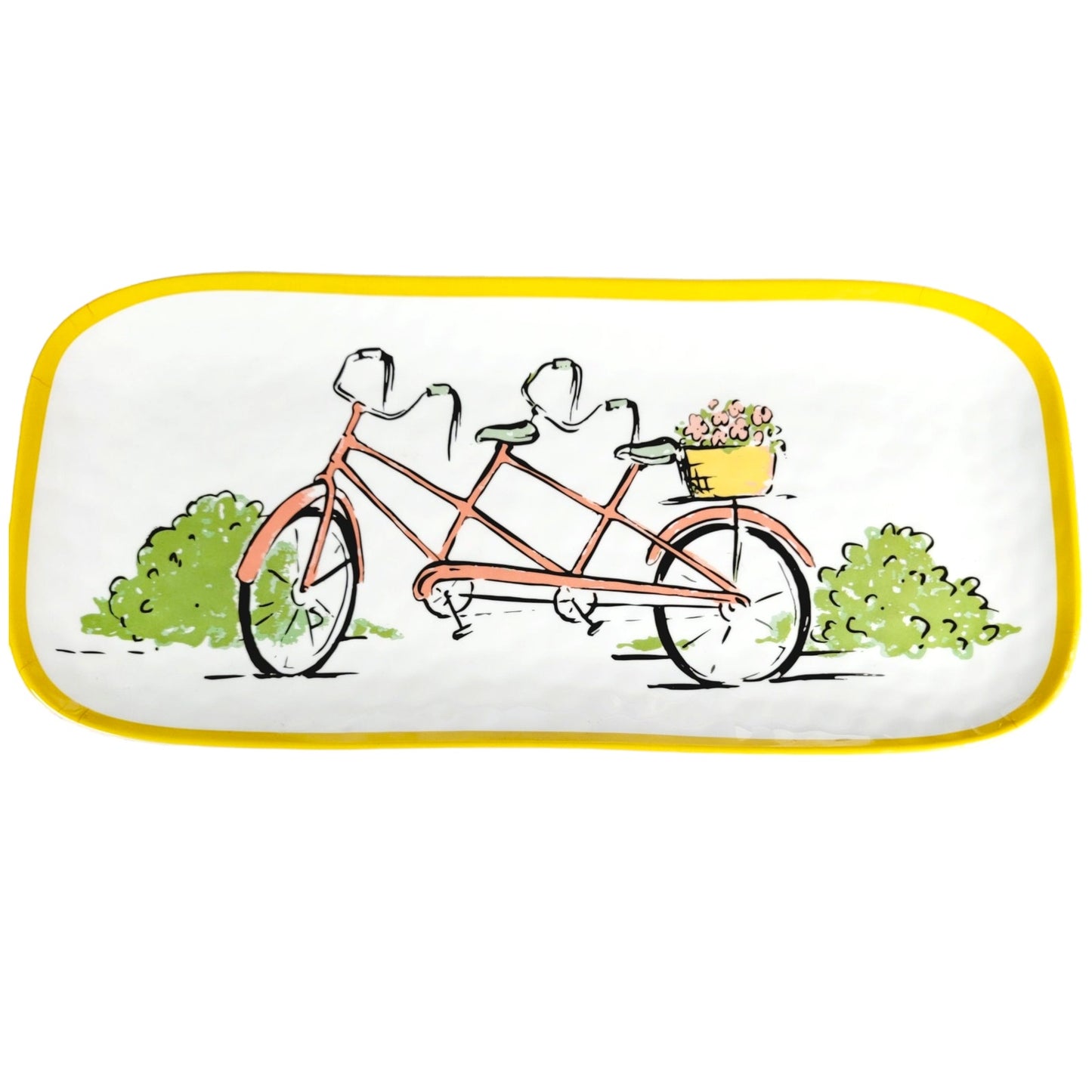 Rectangular Melamine Tray Tandem Bicycle 14x7 Rectangle Platter by Threshold White Yellow Trim