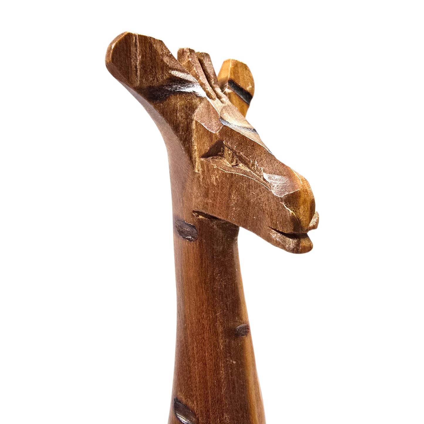 Hand Carved Wooden Giraffe Figurine 12in Safari Decor Natural Wood Sculpture