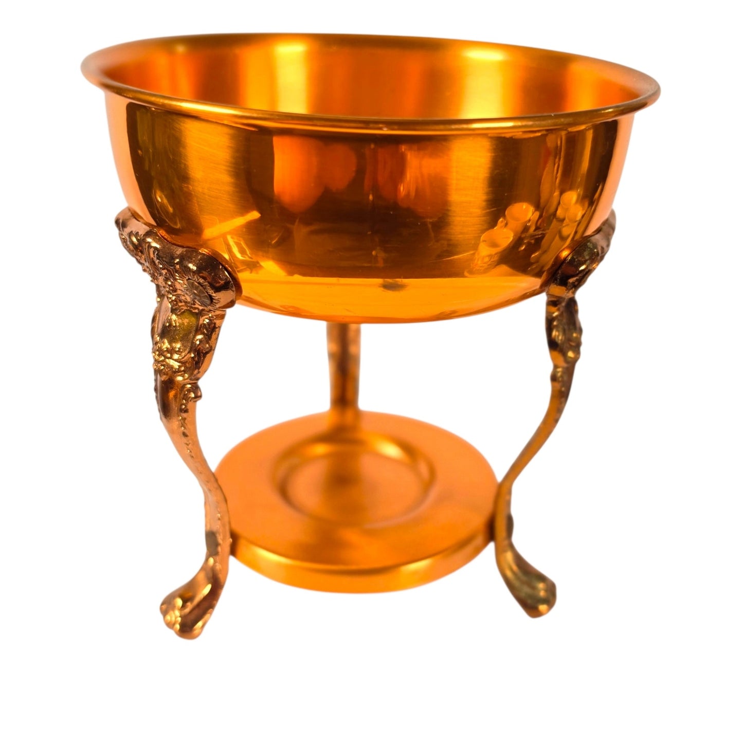 Vintage French Country Brass Copper Plant Stand Eclectic Victorian Paw Foot